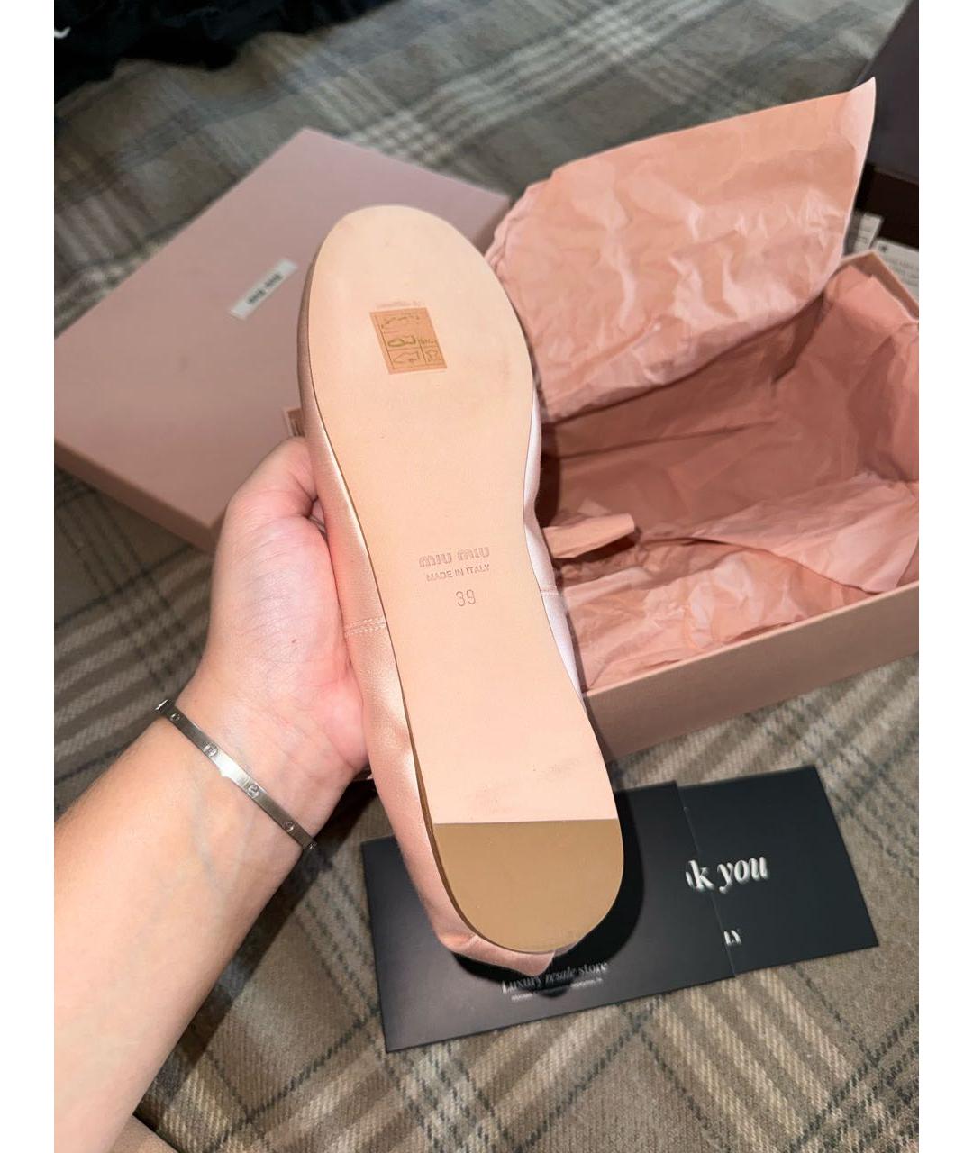 MIU MIU Розовые текстильные балетки, фото 3