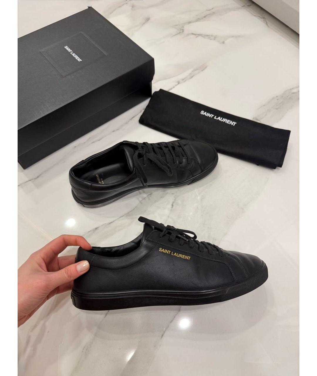 SAINT LAURENT Черные кожаные кеды, фото 3