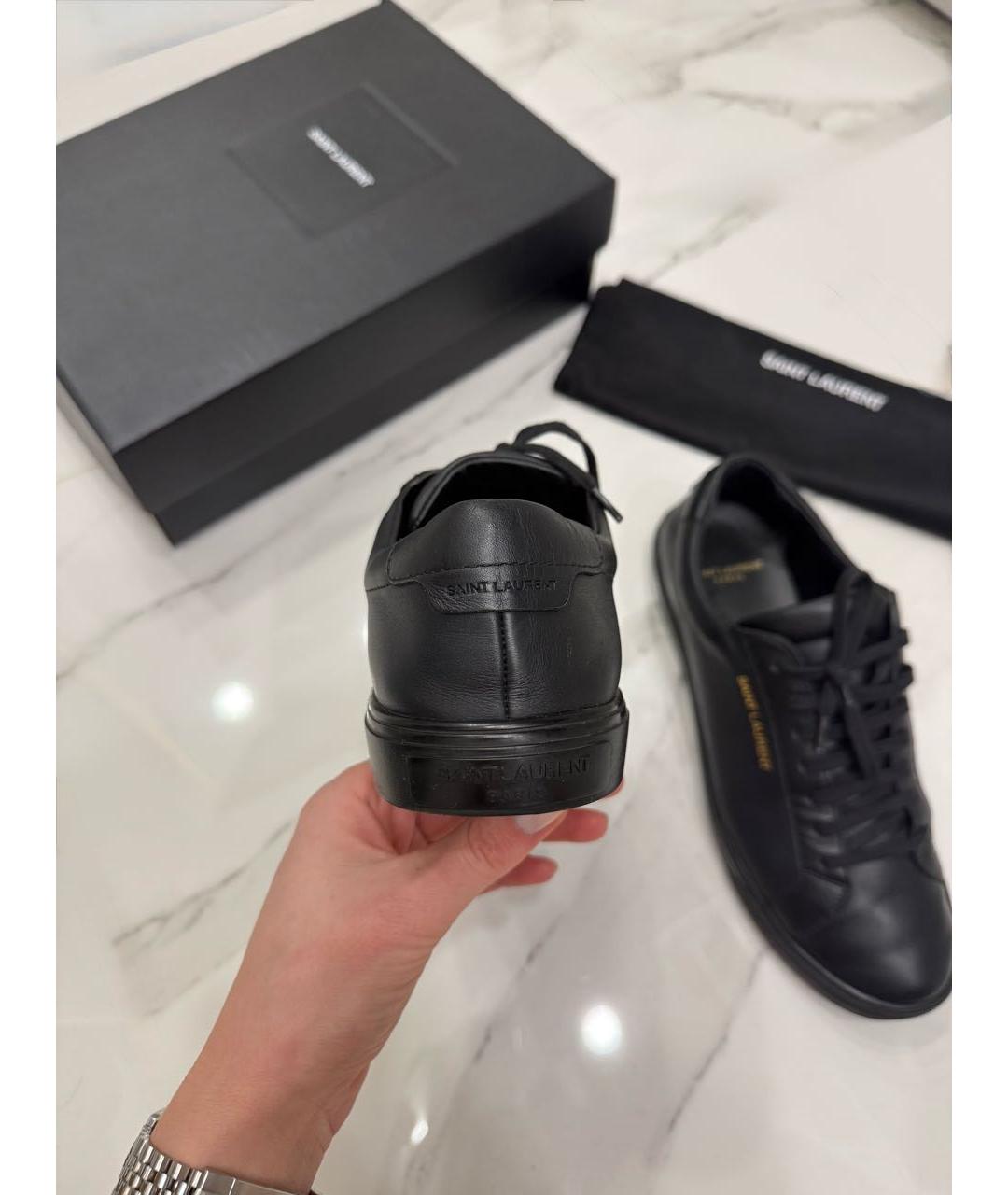 SAINT LAURENT Черные кожаные кеды, фото 4