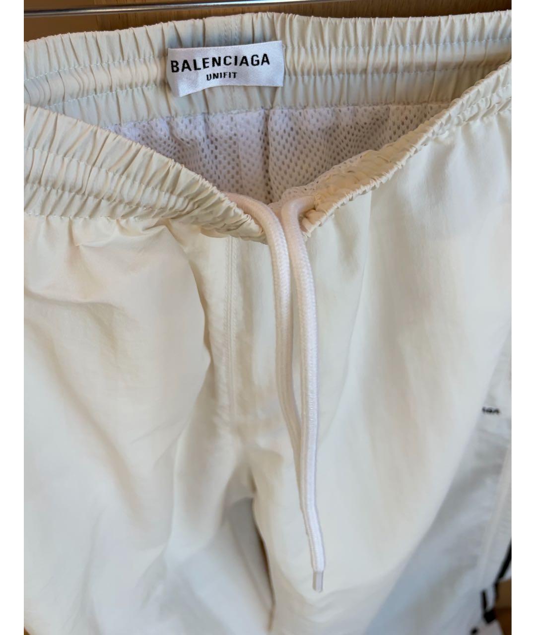 BALENCIAGA Белые полиэстеровые спортивные брюки и шорты, фото 4