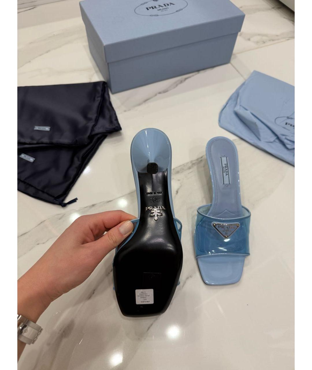 PRADA Голубые мюли, фото 5