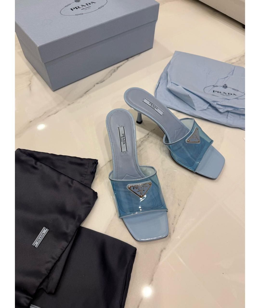 PRADA Голубые мюли, фото 8