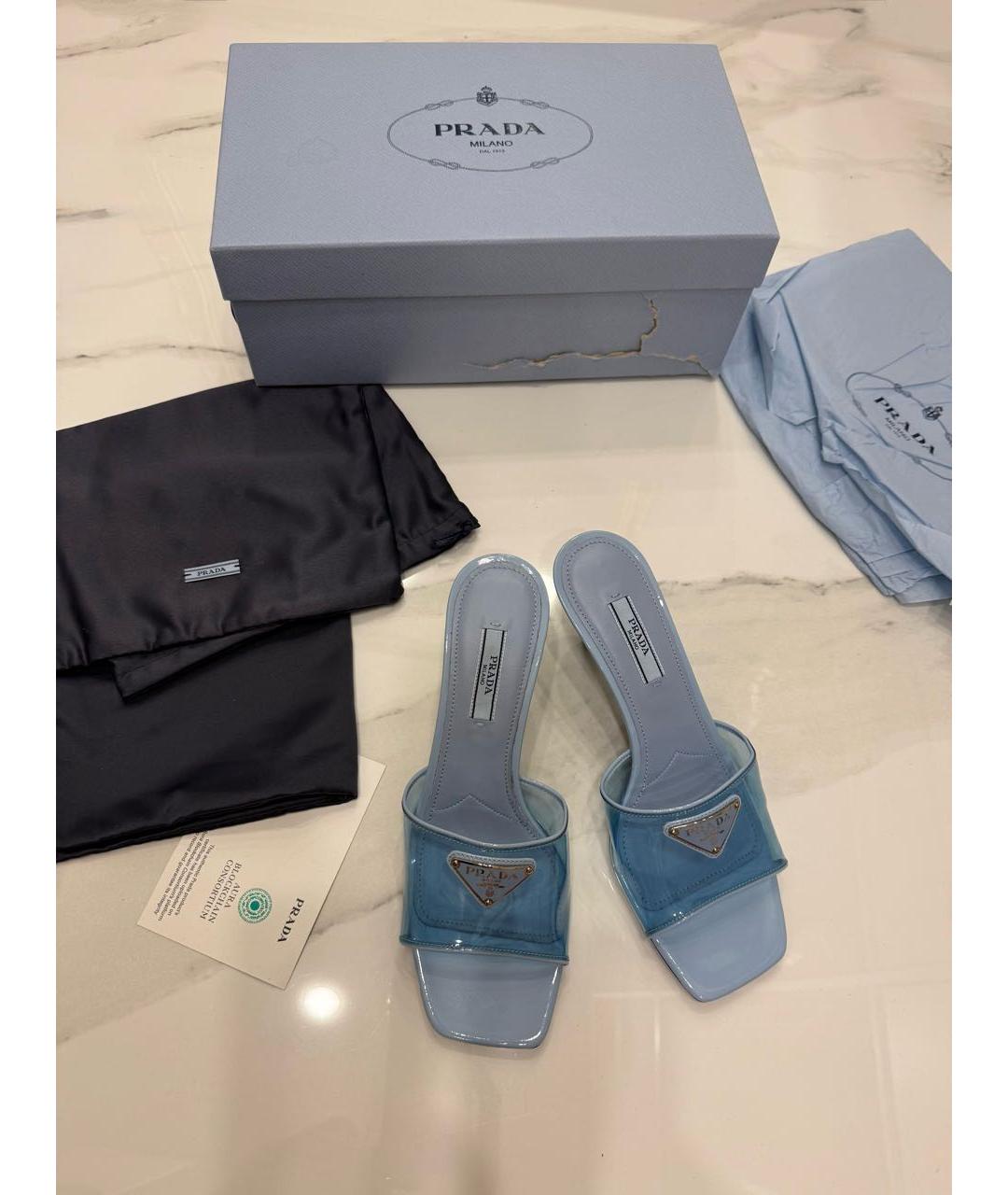 PRADA Голубые мюли, фото 6