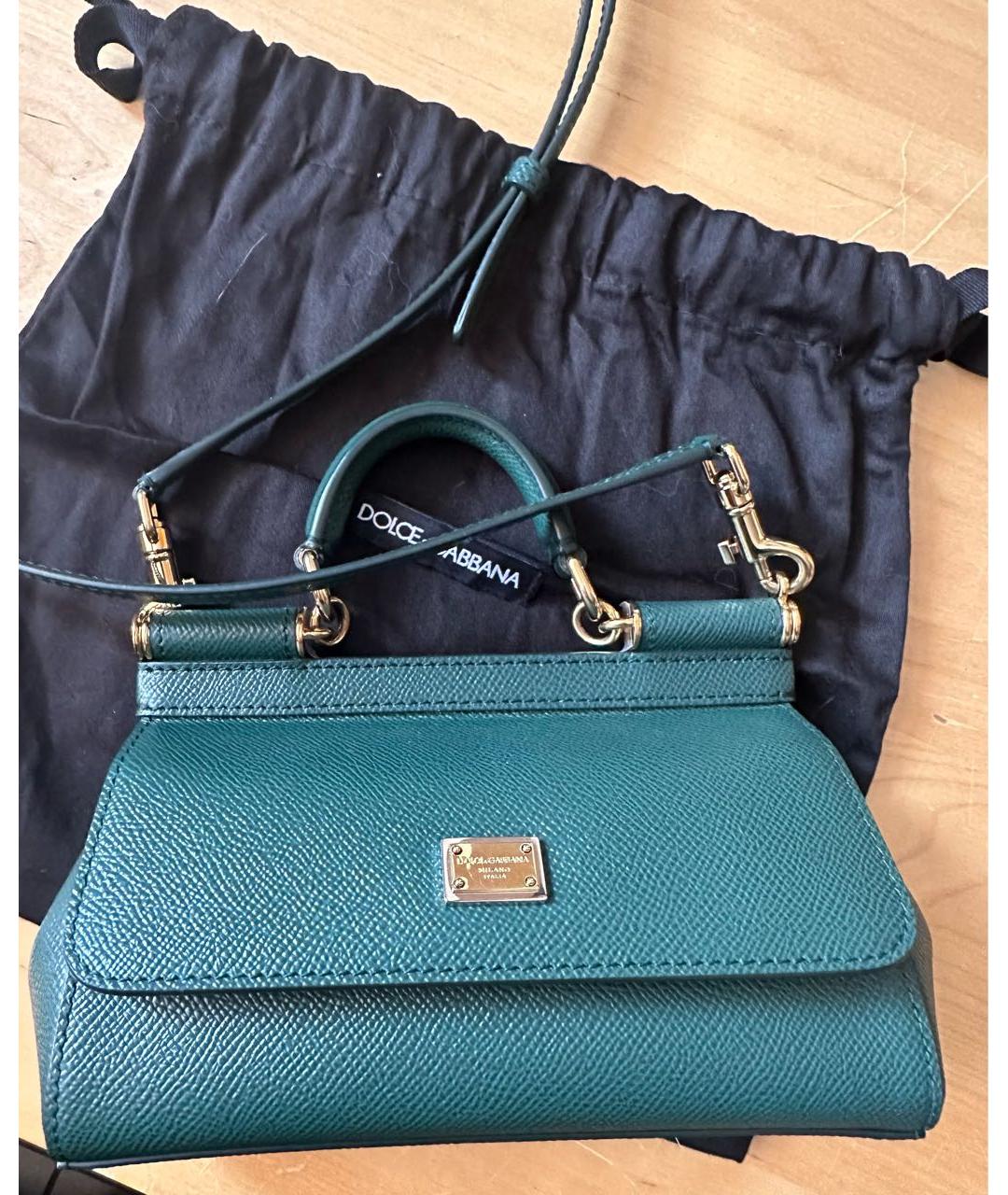 DOLCE&GABBANA Зеленая кожаная сумка через плечо, фото 5