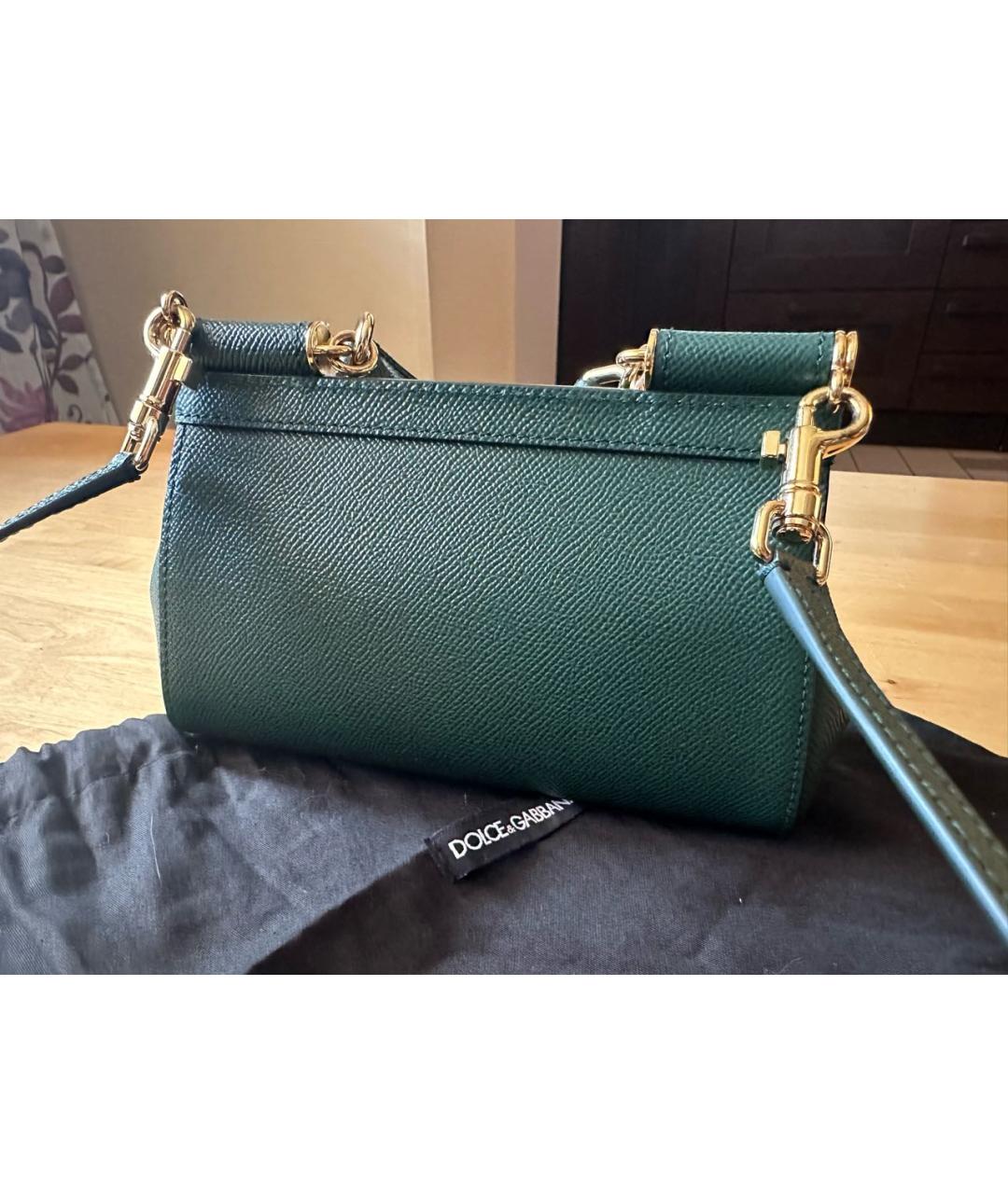 DOLCE&GABBANA Зеленая кожаная сумка через плечо, фото 3