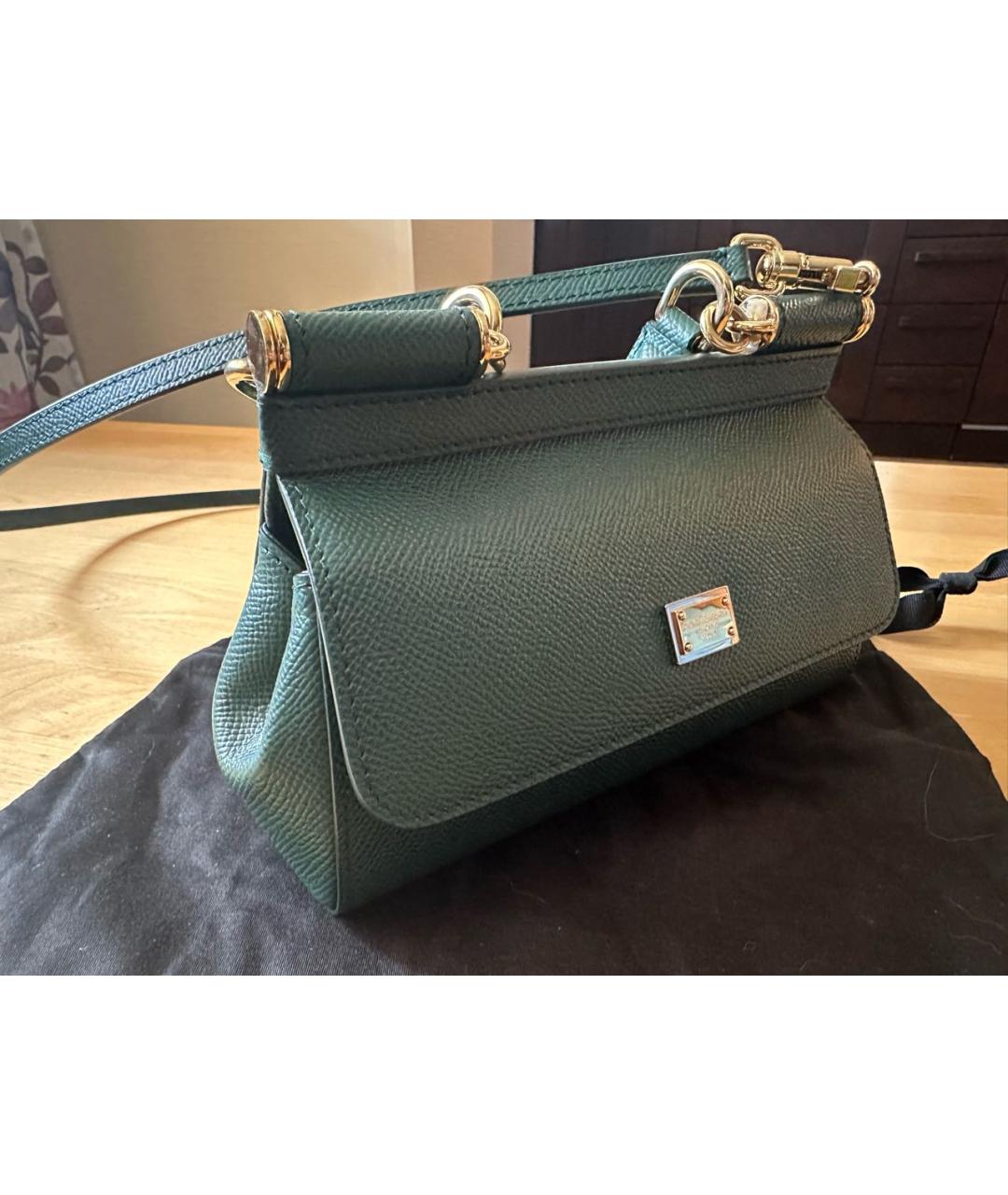DOLCE&GABBANA Зеленая кожаная сумка через плечо, фото 2