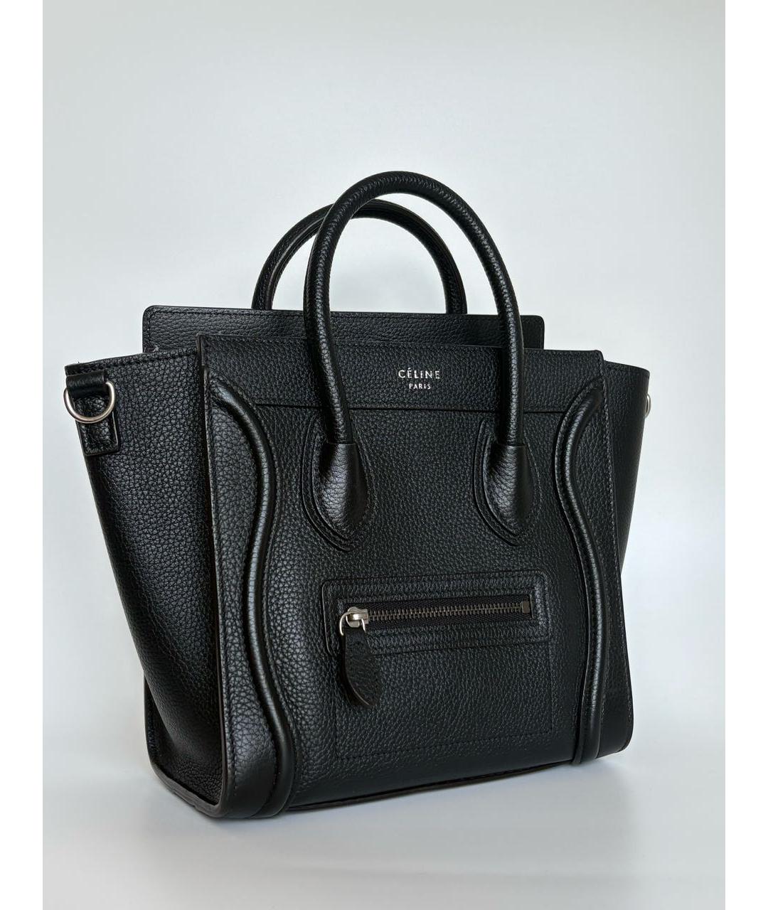 CELINE Черная кожаная сумка с короткими ручками, фото 2