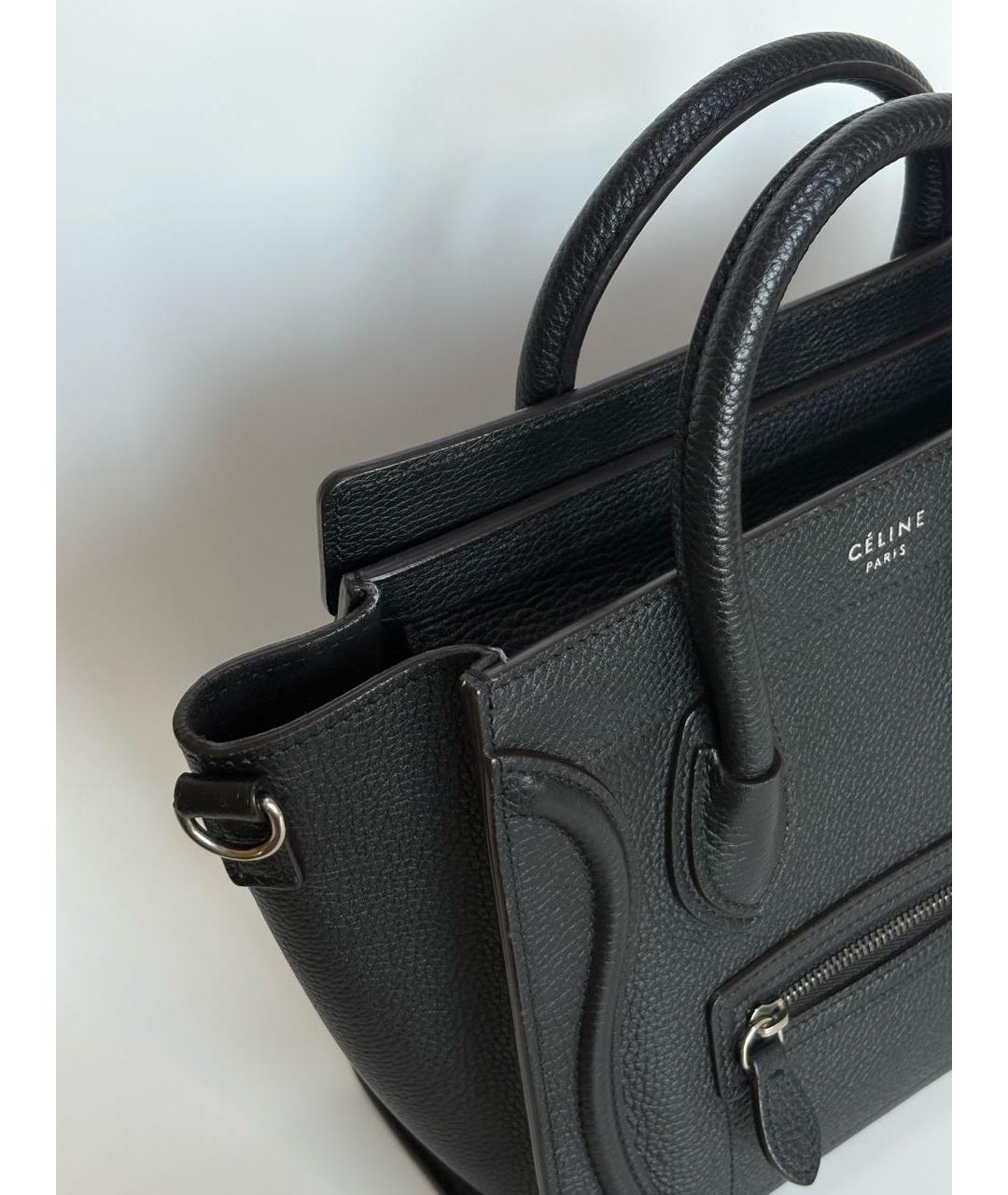 CELINE Черная кожаная сумка с короткими ручками, фото 5