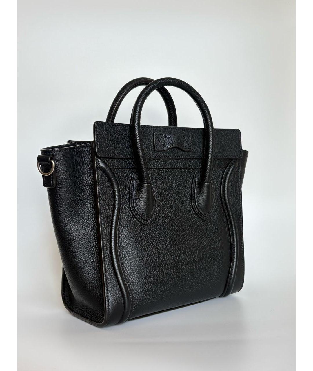 CELINE Черная кожаная сумка с короткими ручками, фото 3