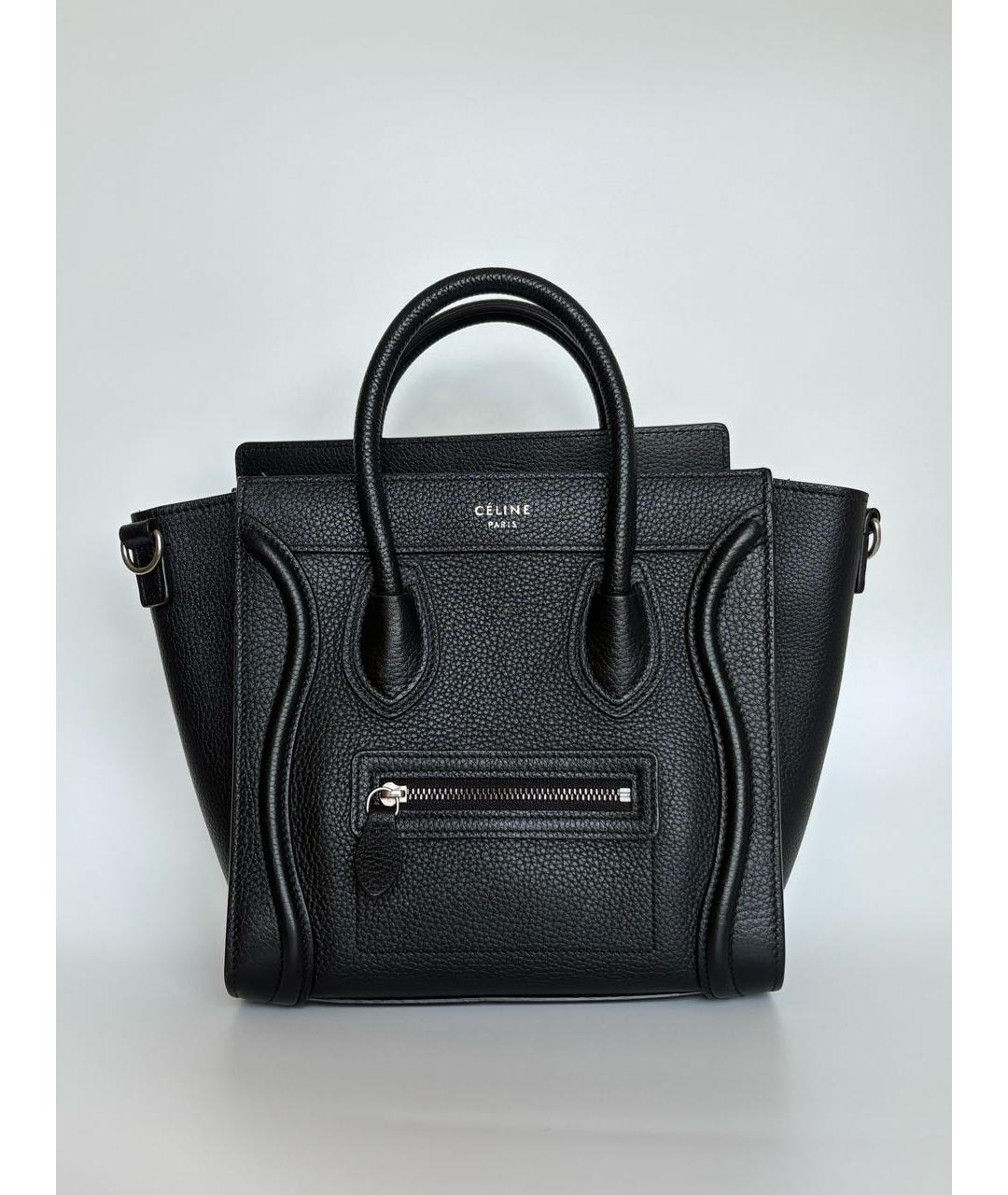 CELINE Черная кожаная сумка с короткими ручками, фото 9