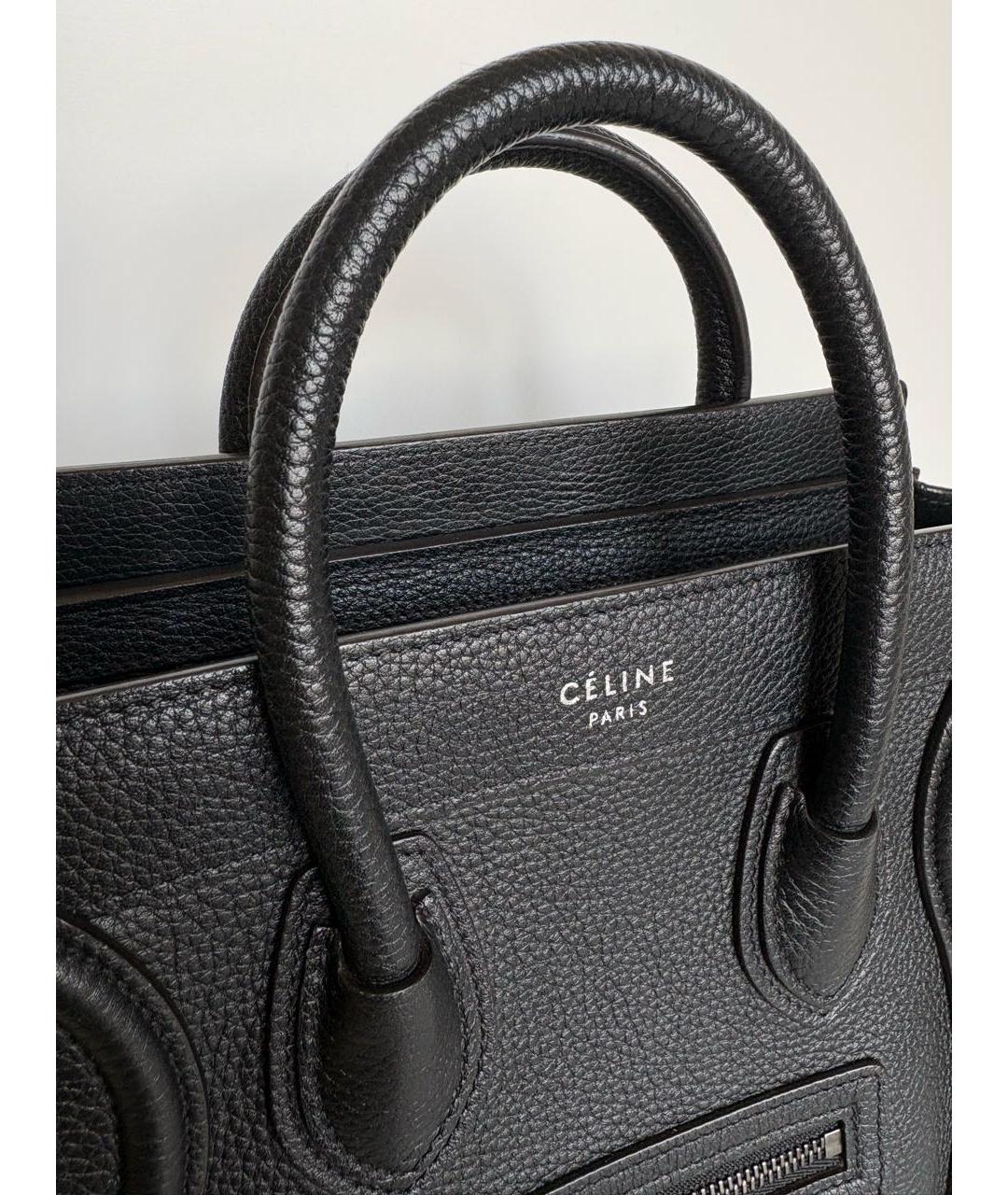 CELINE Черная кожаная сумка с короткими ручками, фото 4