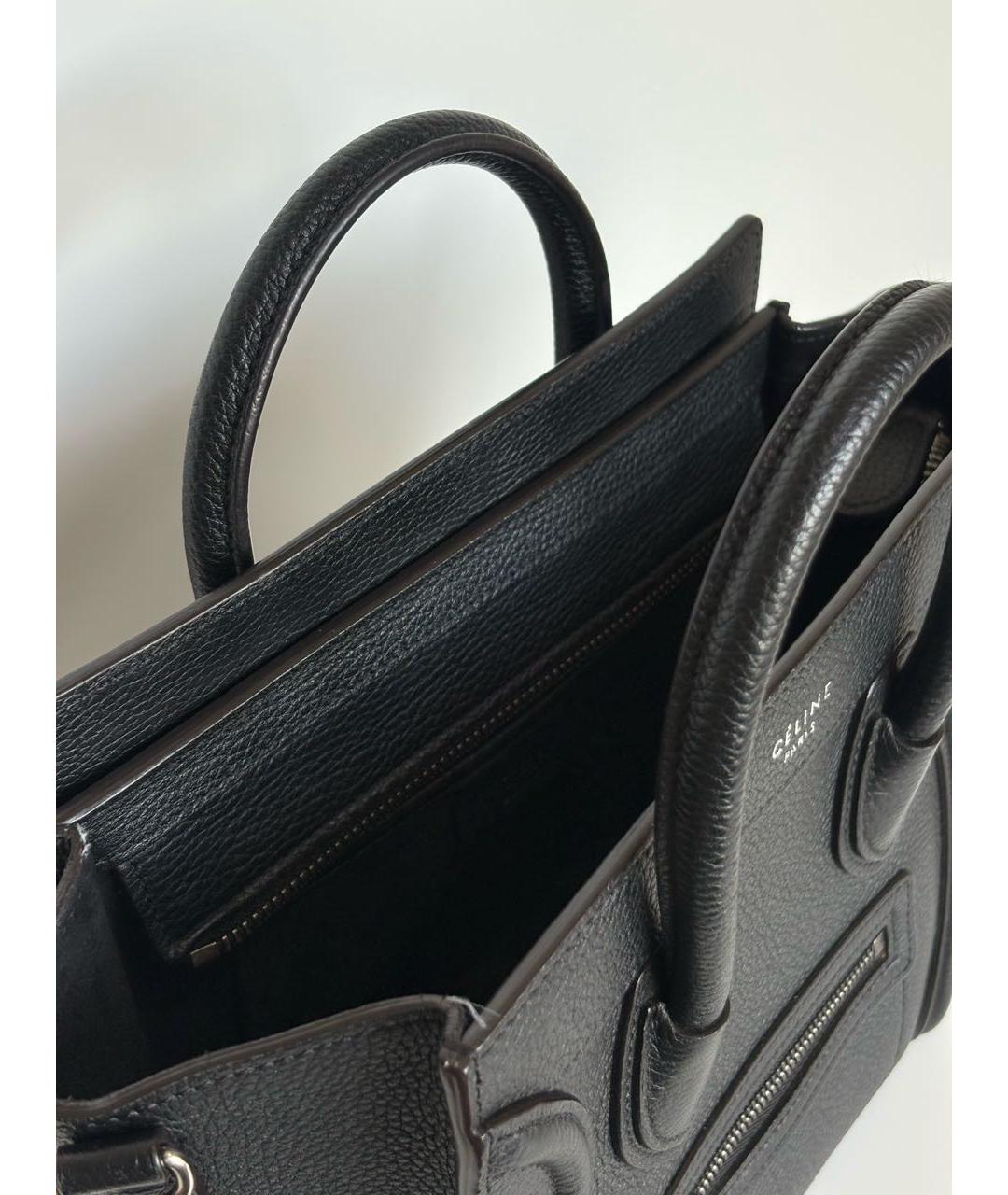 CELINE Черная кожаная сумка с короткими ручками, фото 8