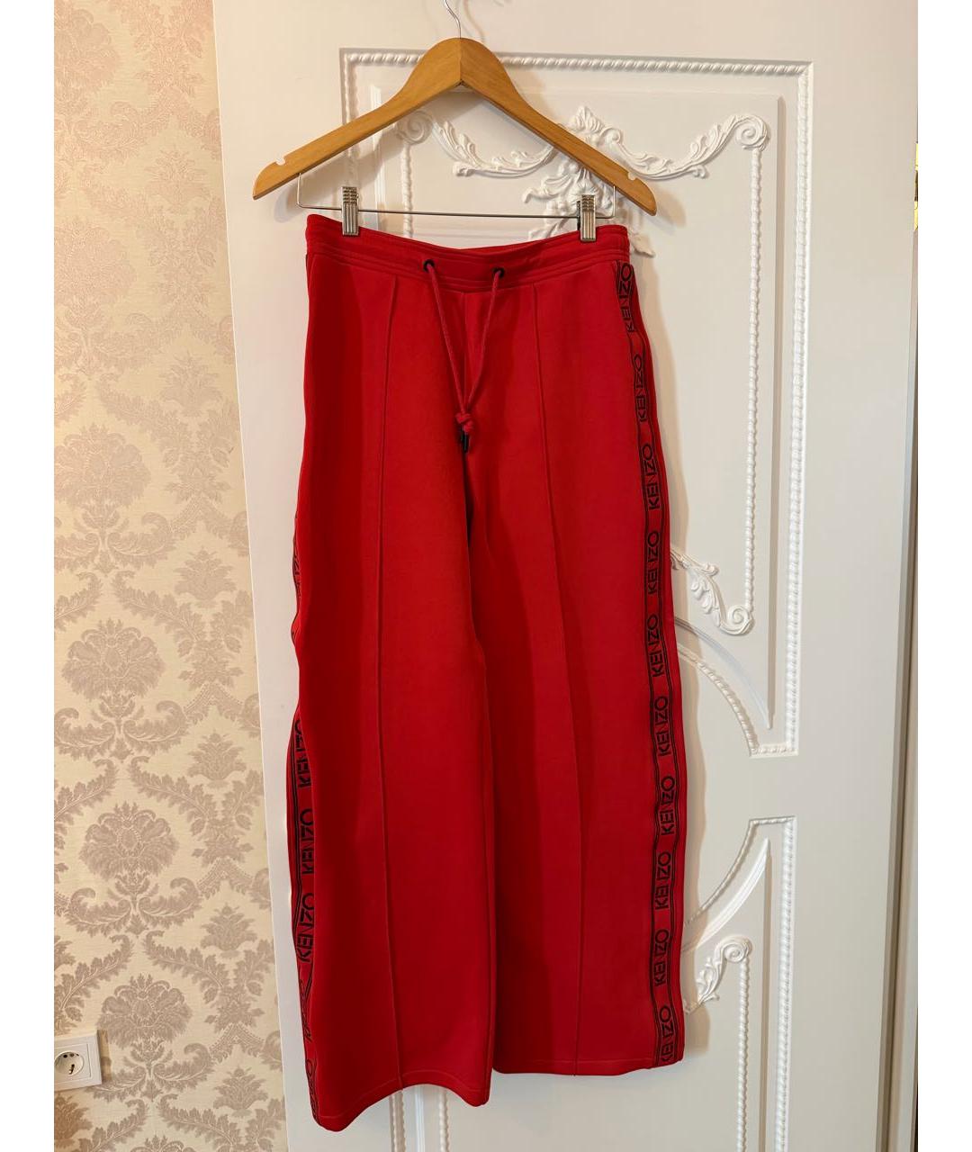KENZO Красные полиэстеровые брюки широкие, фото 4