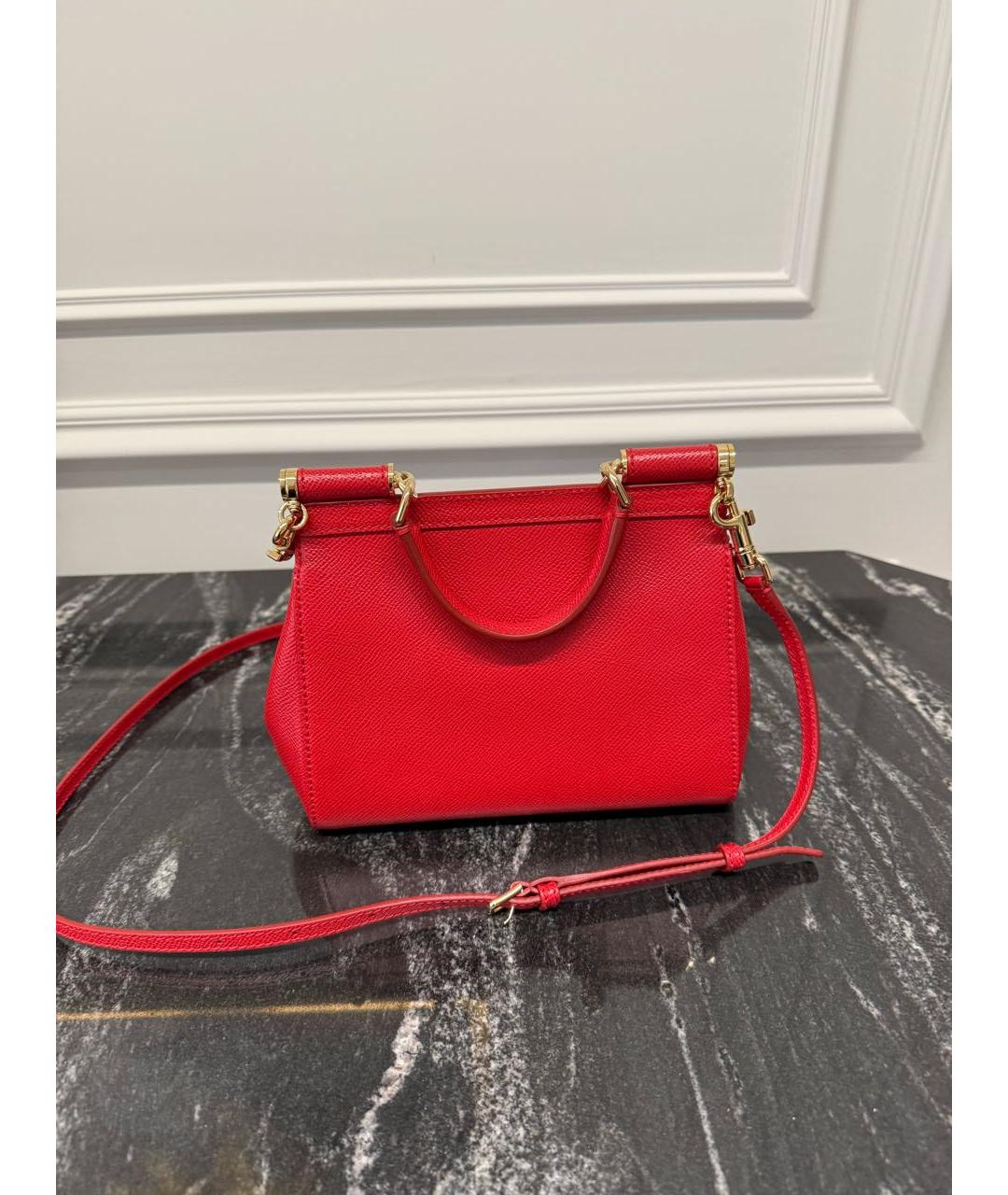 DOLCE&GABBANA Красная кожаная сумка с короткими ручками, фото 2