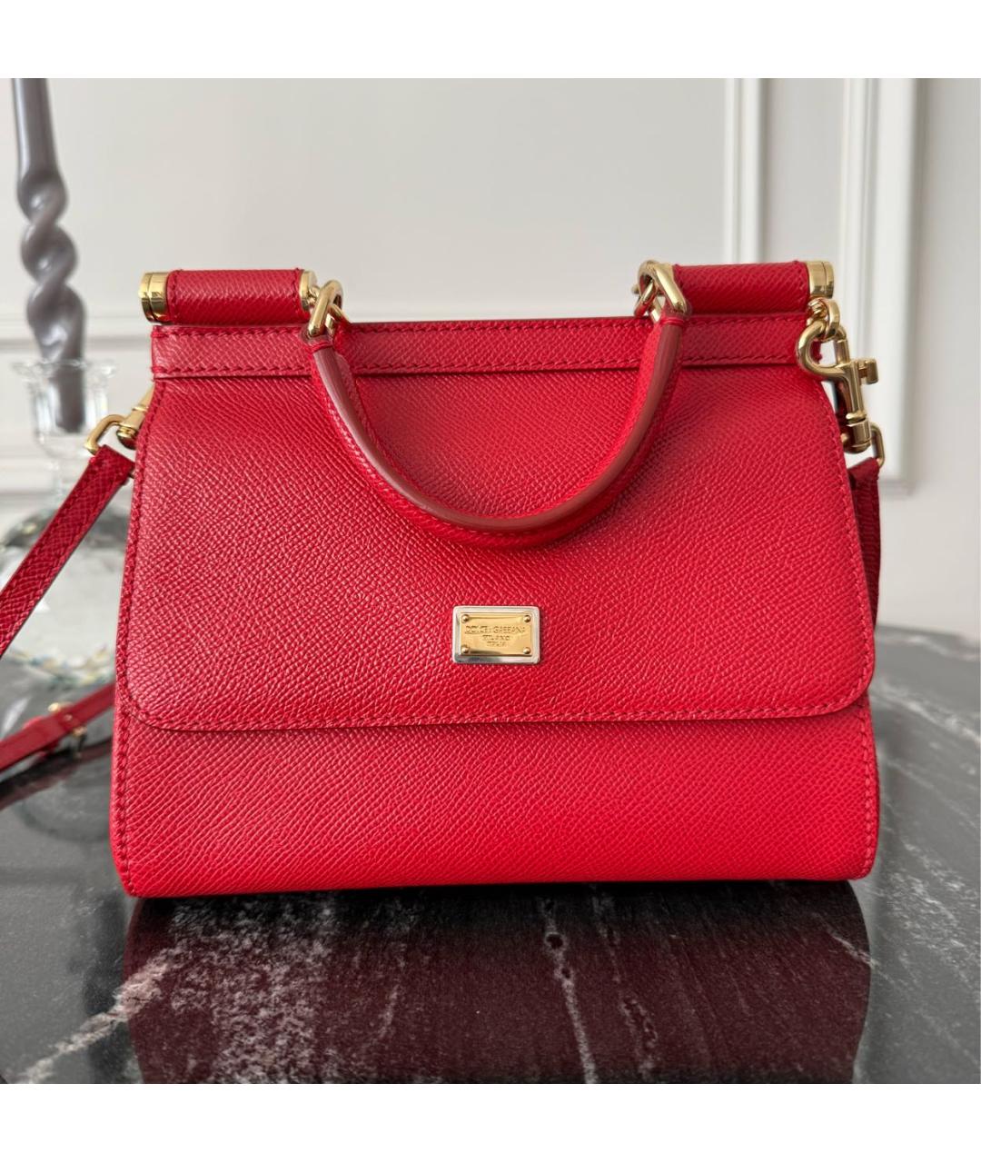 DOLCE&GABBANA Красная кожаная сумка с короткими ручками, фото 8