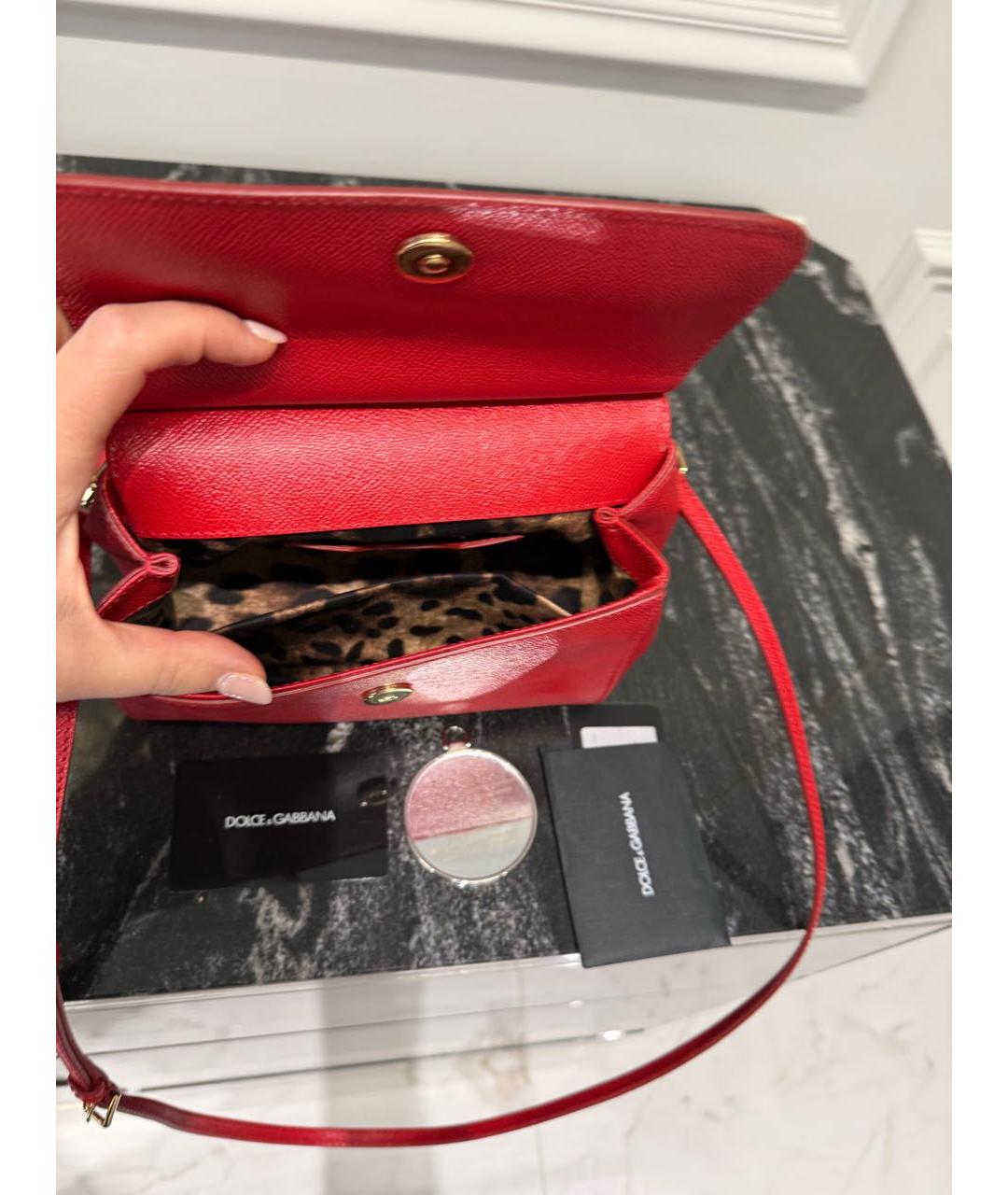DOLCE&GABBANA Красная кожаная сумка с короткими ручками, фото 6