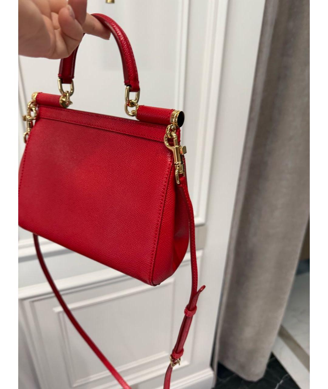 DOLCE&GABBANA Красная кожаная сумка с короткими ручками, фото 4