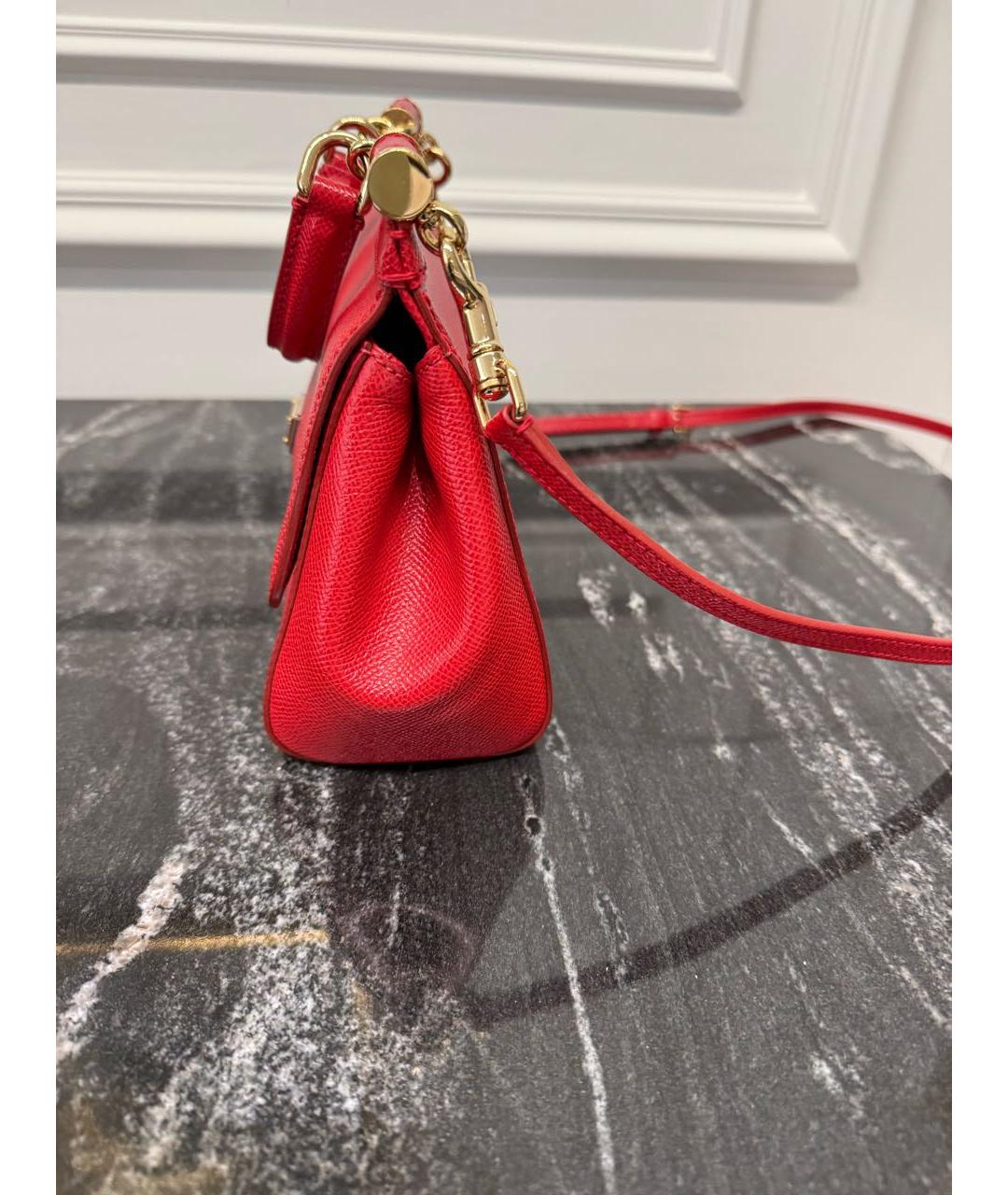 DOLCE&GABBANA Красная кожаная сумка с короткими ручками, фото 3