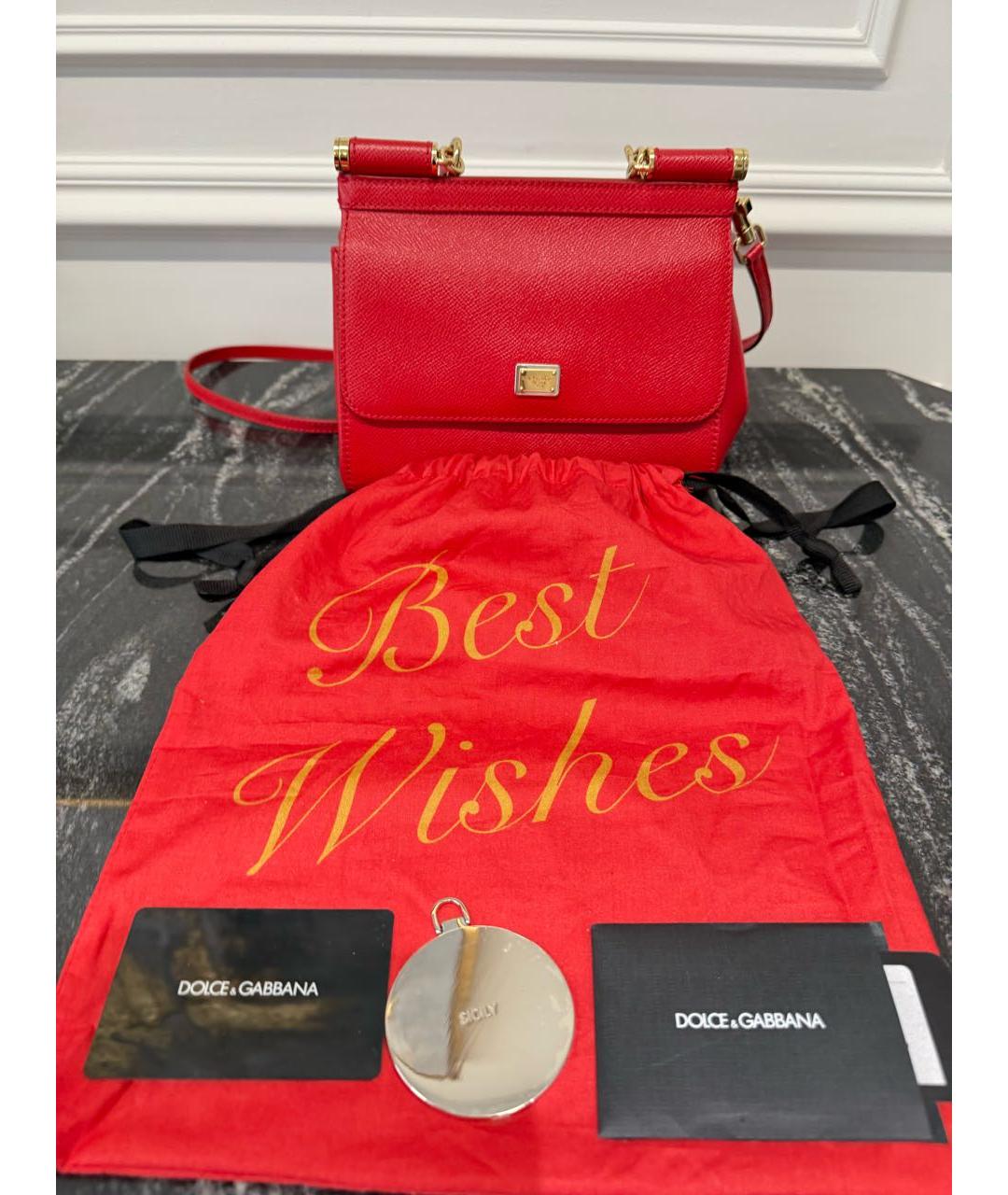 DOLCE&GABBANA Красная кожаная сумка с короткими ручками, фото 7