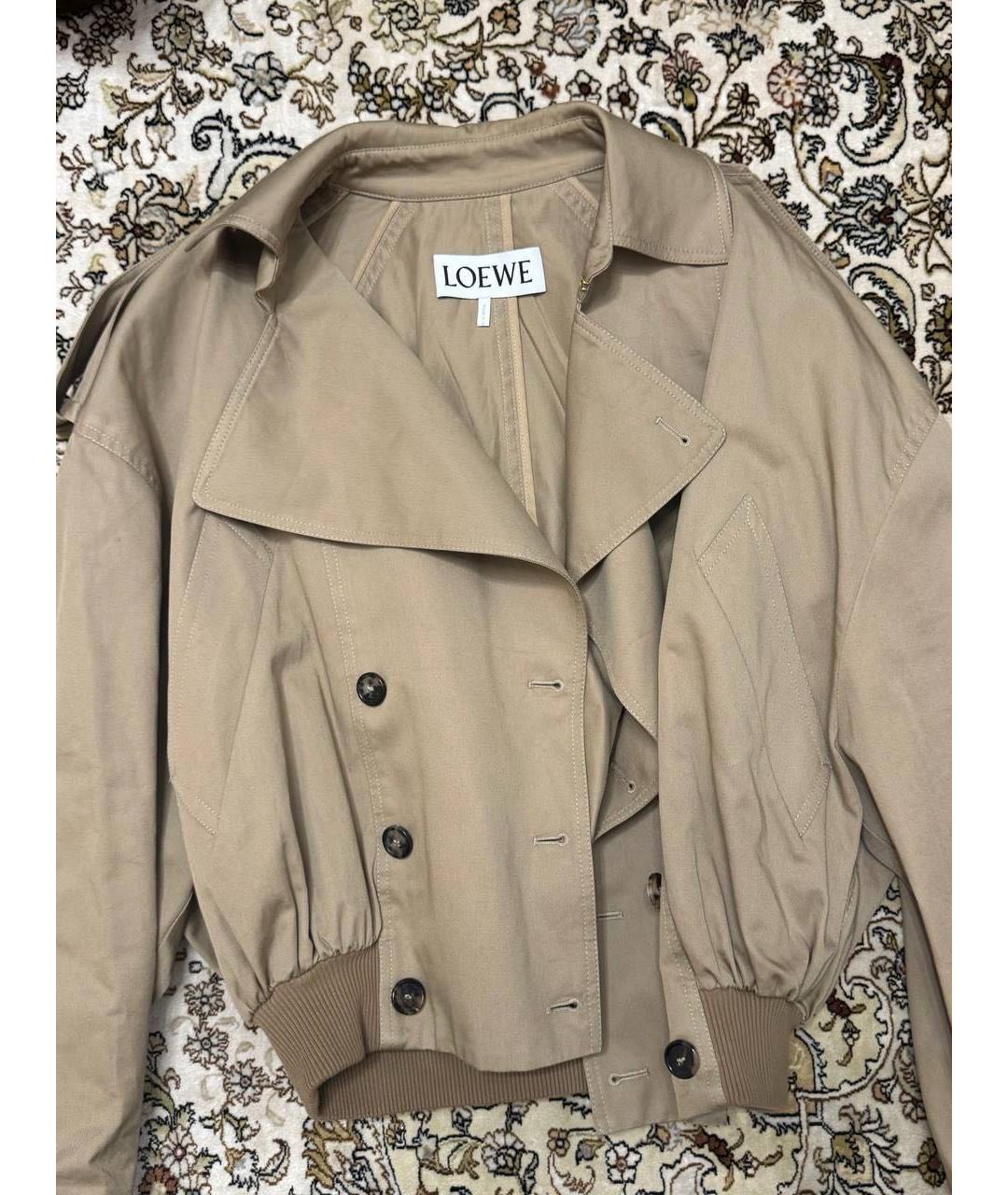 LOEWE Бежевый хлопковый тренч/плащ, фото 3