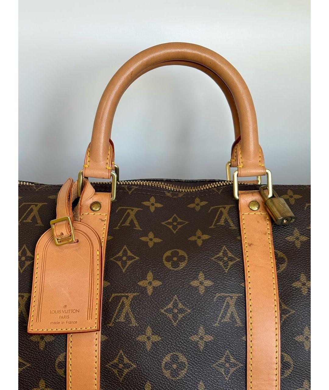 LOUIS VUITTON Коричневая кожаная дорожная/спортивная сумка, фото 8