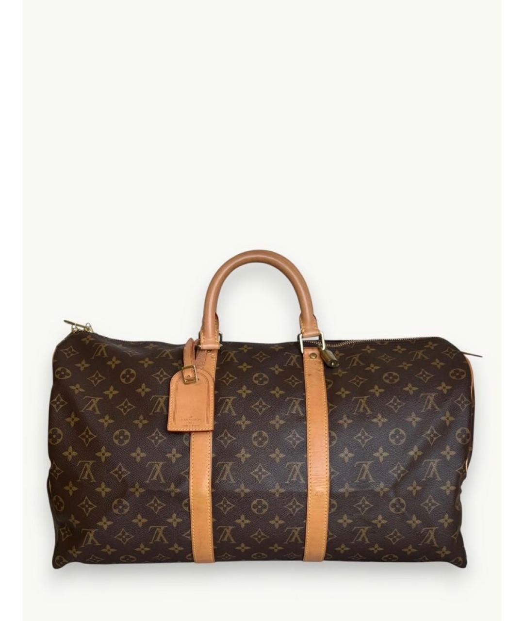 LOUIS VUITTON Коричневая кожаная дорожная/спортивная сумка, фото 9