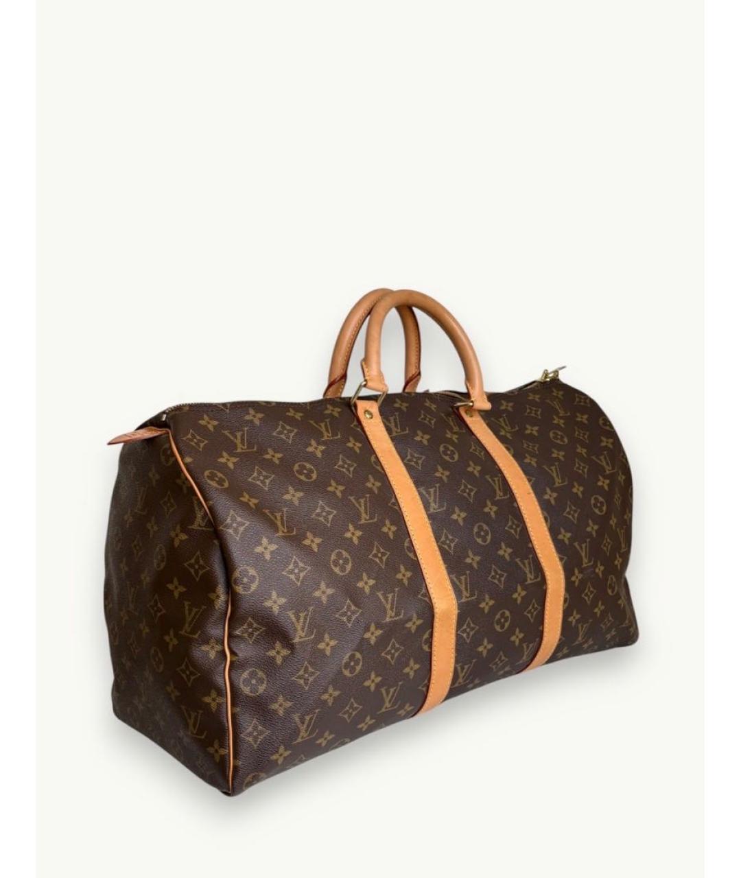 LOUIS VUITTON Коричневая кожаная дорожная/спортивная сумка, фото 3