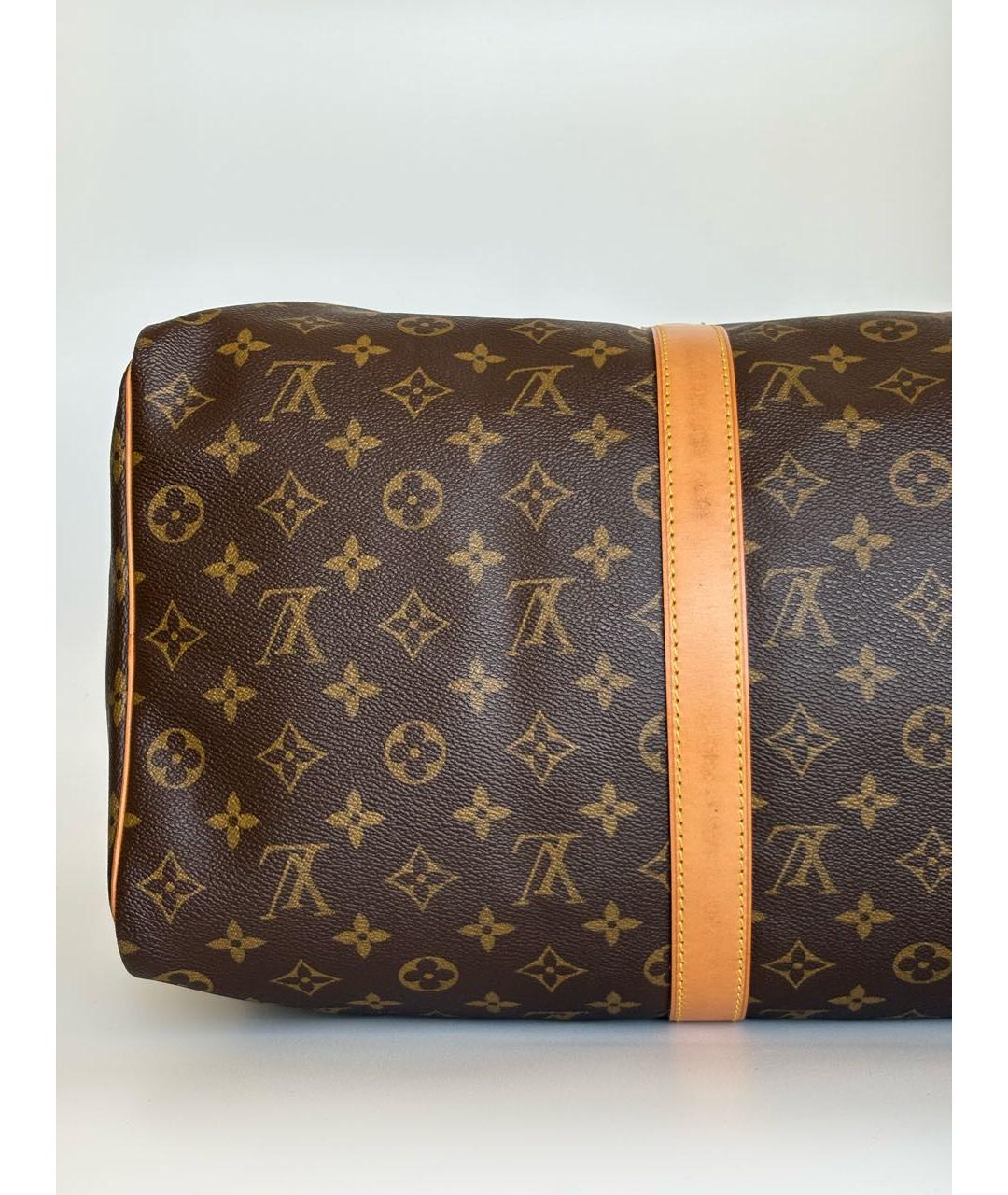 LOUIS VUITTON Коричневая кожаная дорожная/спортивная сумка, фото 6