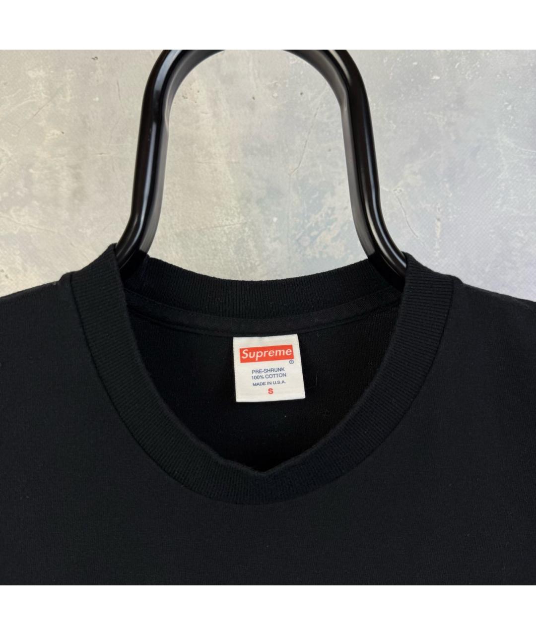 SUPREME Черная хлопковая футболка, фото 4
