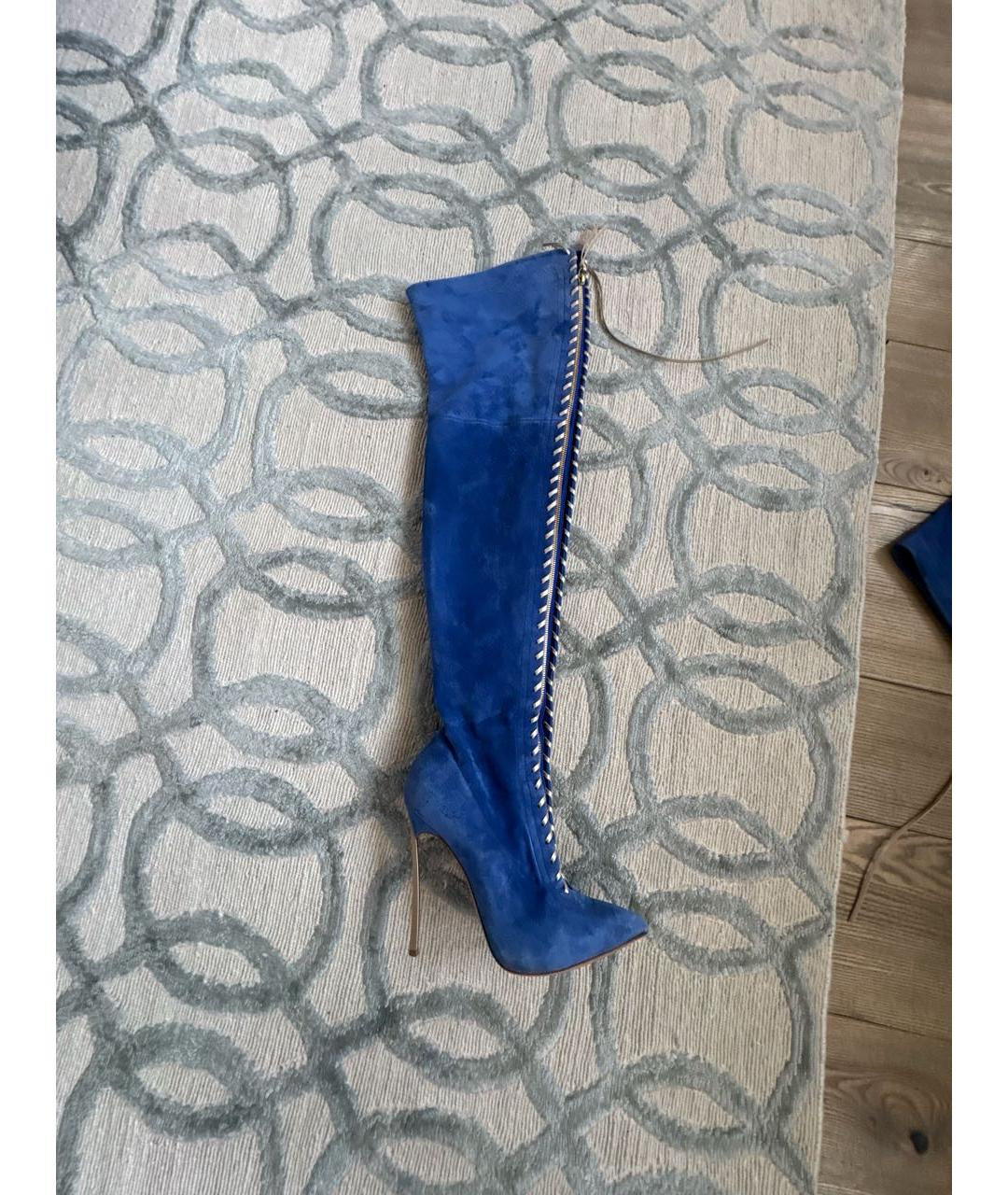 CASADEI Синие замшевые ботфорты, фото 8