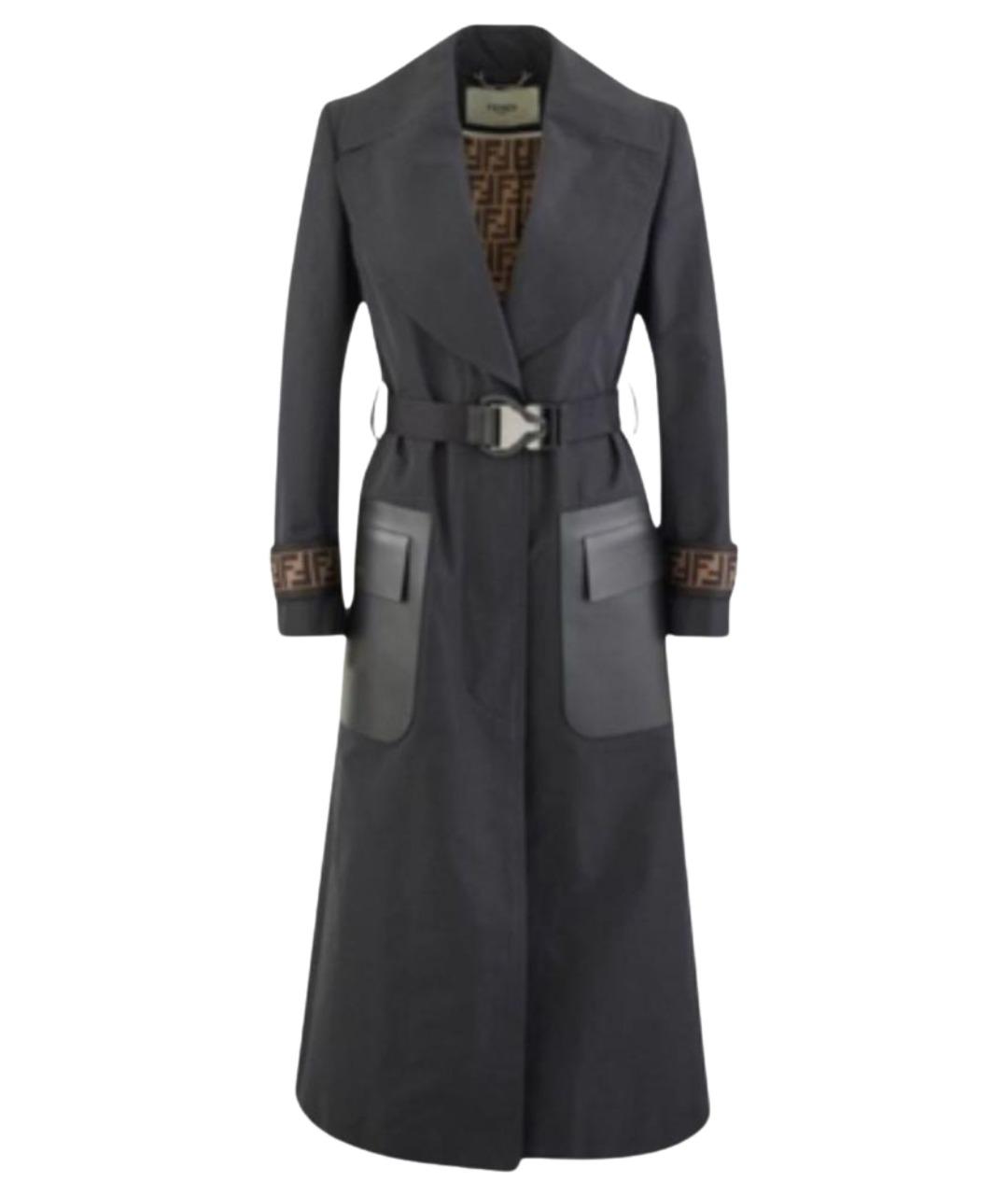 FENDI Темно-синий хлопковый тренч/плащ, фото 1