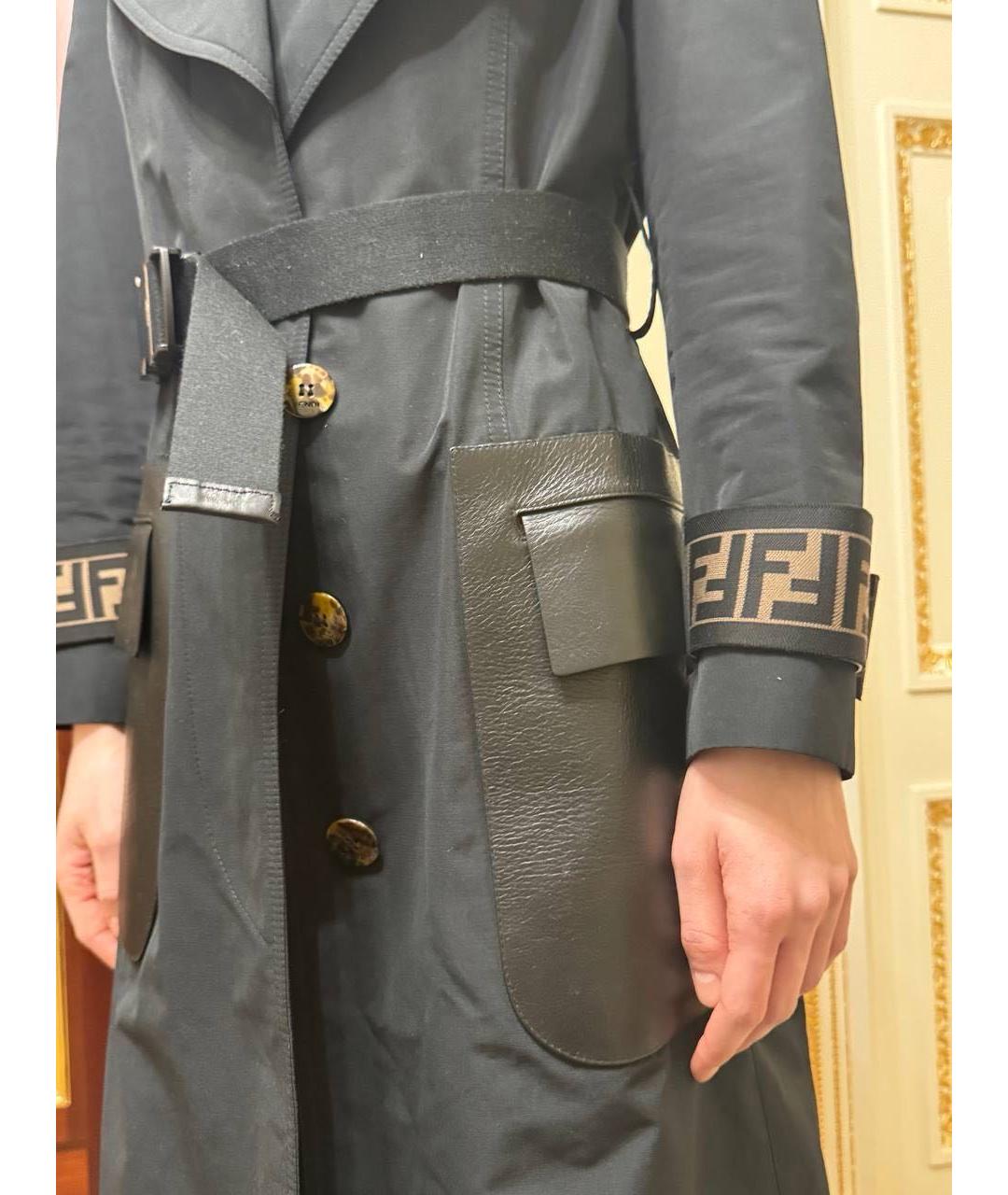 FENDI Темно-синий хлопковый тренч/плащ, фото 3