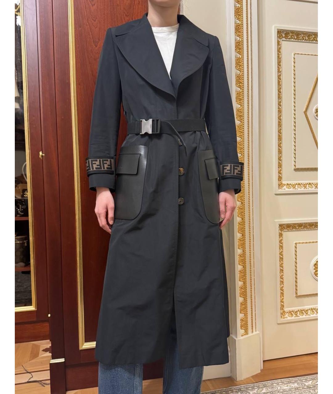 FENDI Темно-синий хлопковый тренч/плащ, фото 2