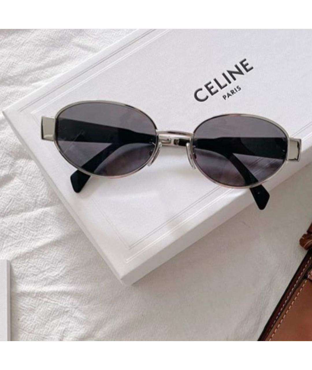 CELINE Серебряные металлические солнцезащитные очки, фото 2