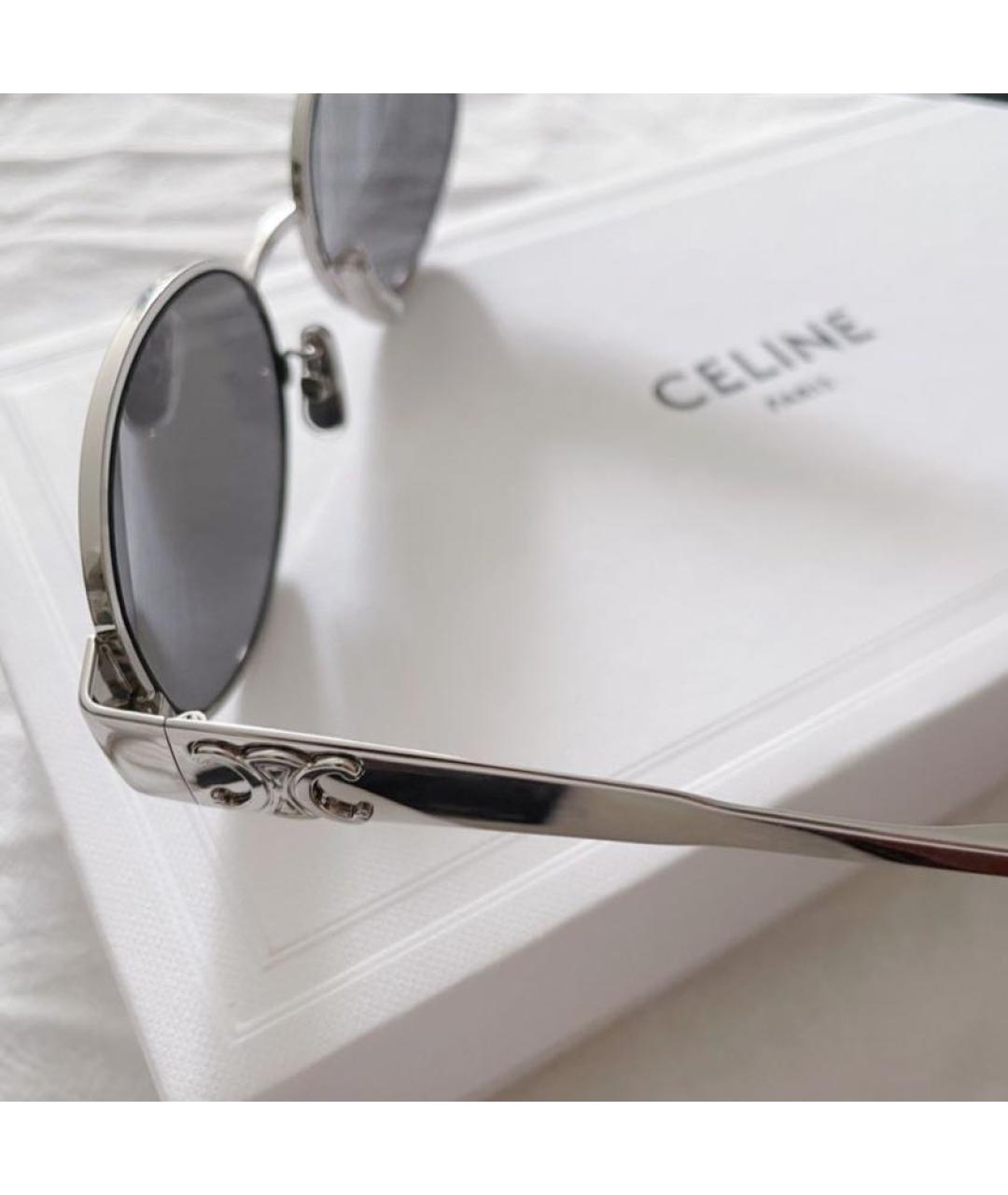 CELINE Серебряные металлические солнцезащитные очки, фото 3