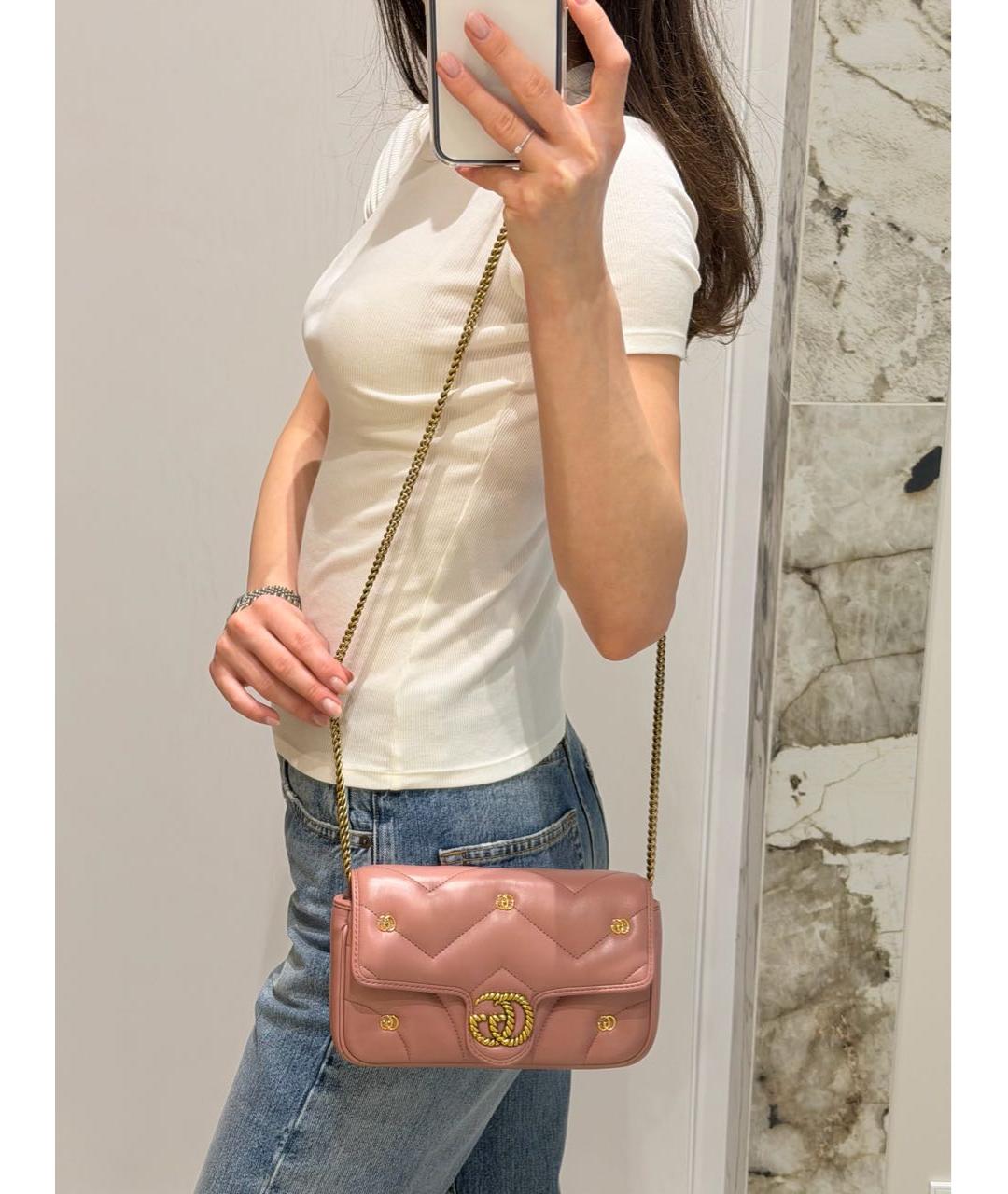 GUCCI Розовая кожаная сумка через плечо, фото 7