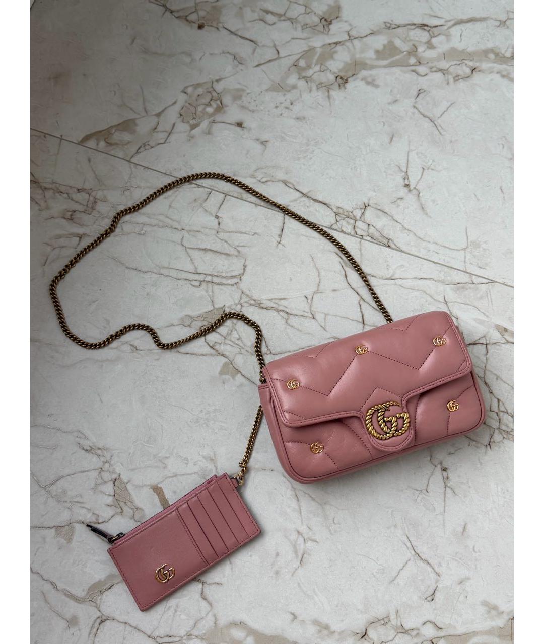 GUCCI Розовая кожаная сумка через плечо, фото 6