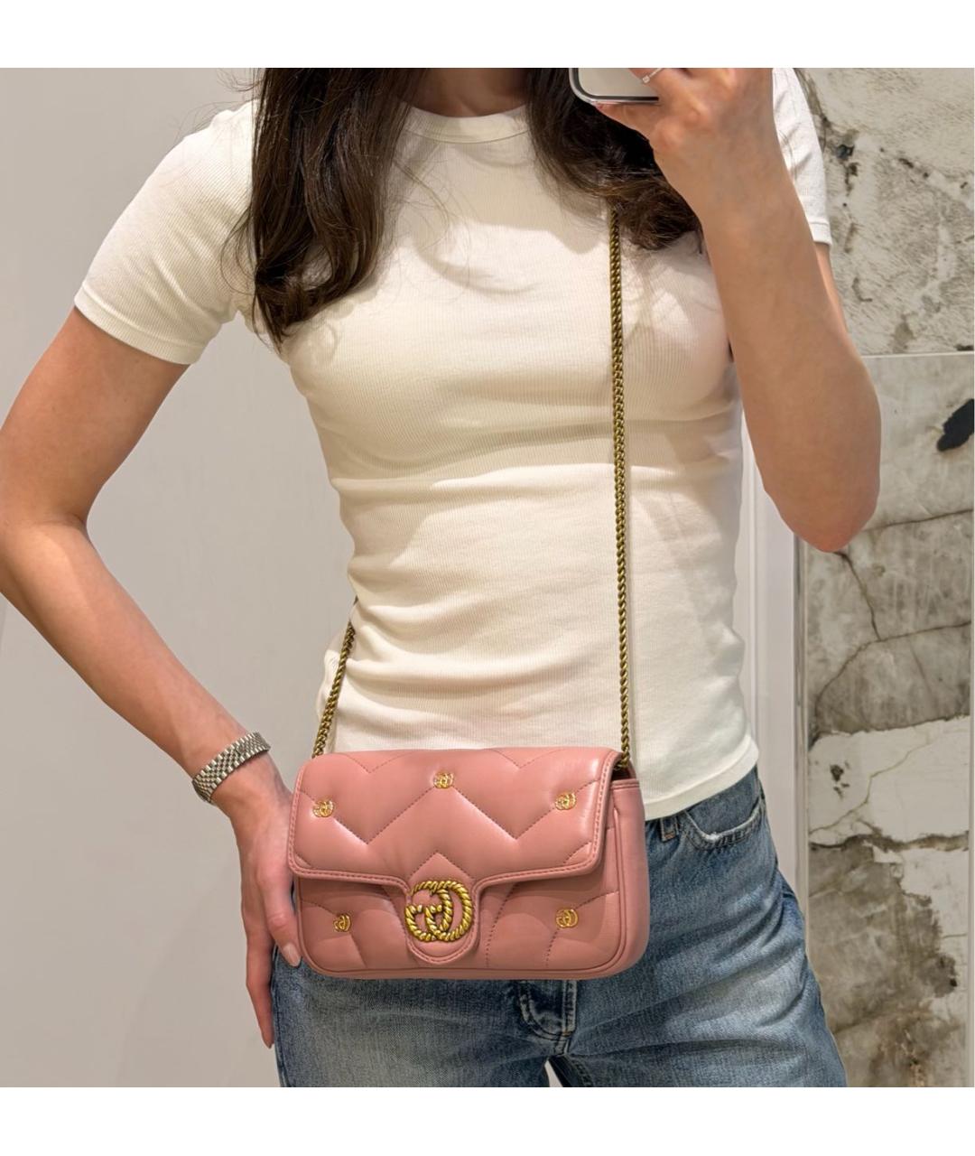 GUCCI Розовая кожаная сумка через плечо, фото 8