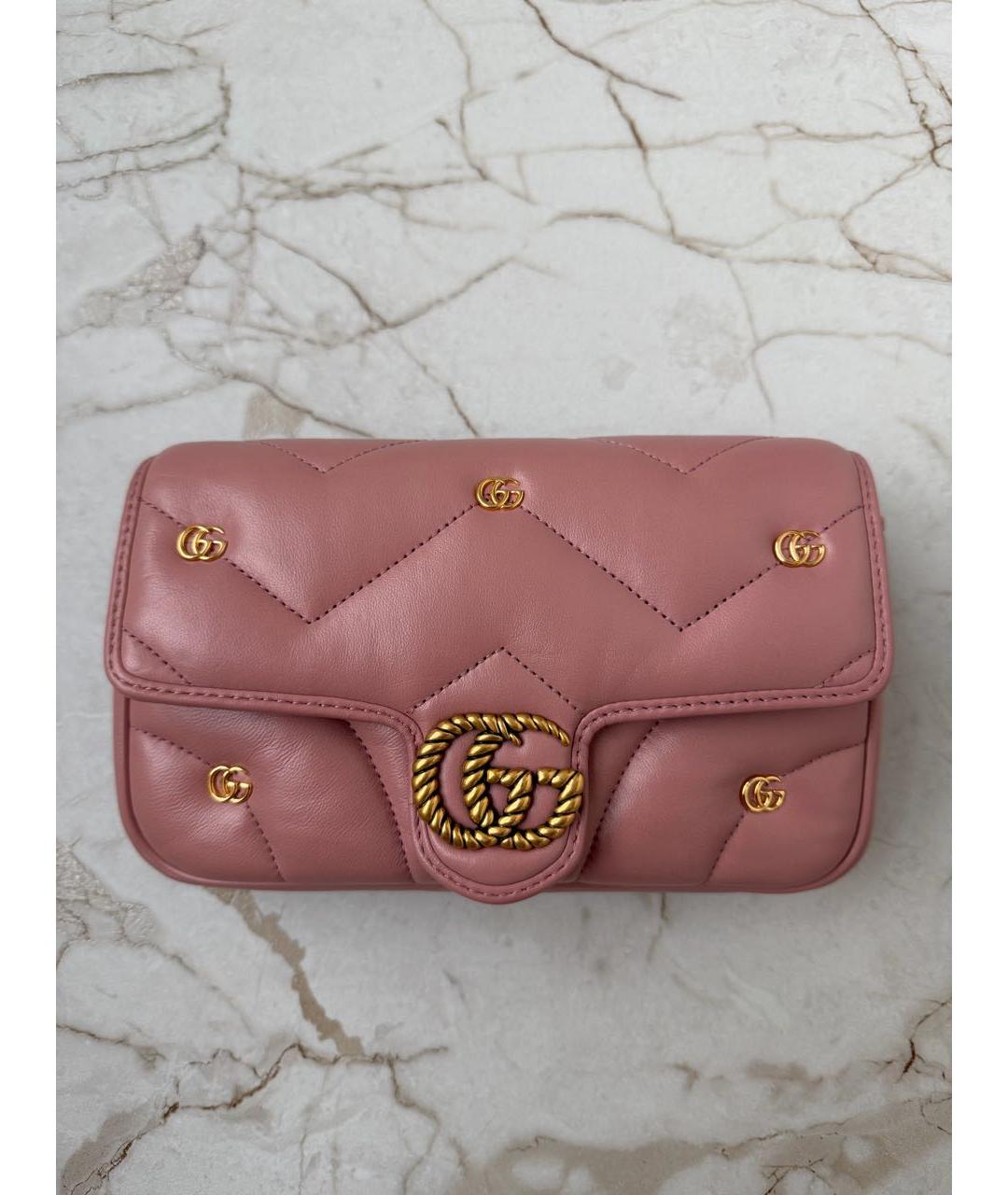 GUCCI Розовая кожаная сумка через плечо, фото 2