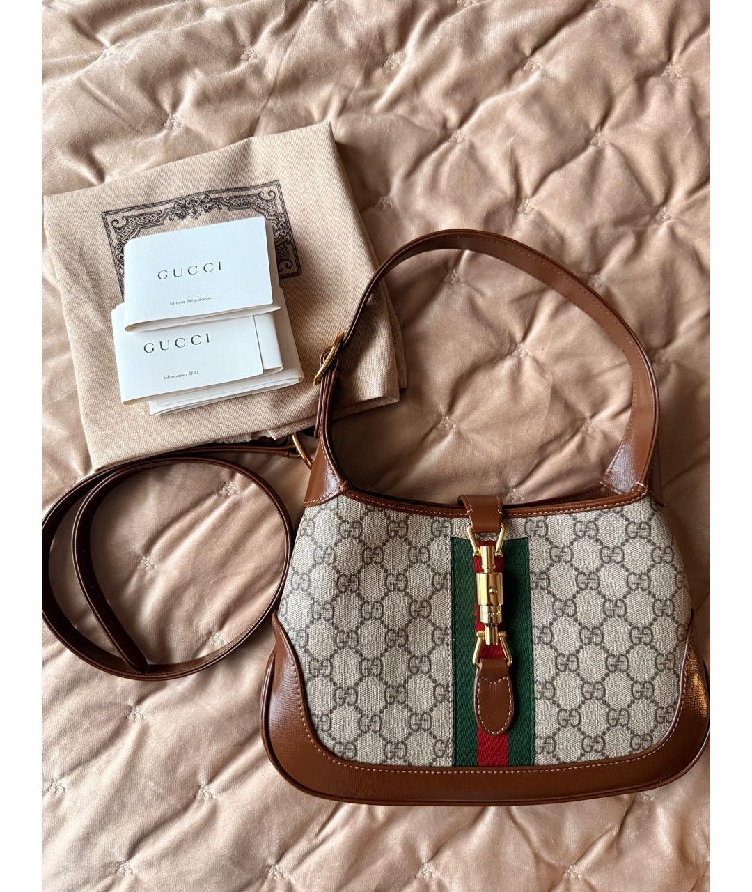 GUCCI Коричневая кожаная сумка с короткими ручками, фото 3