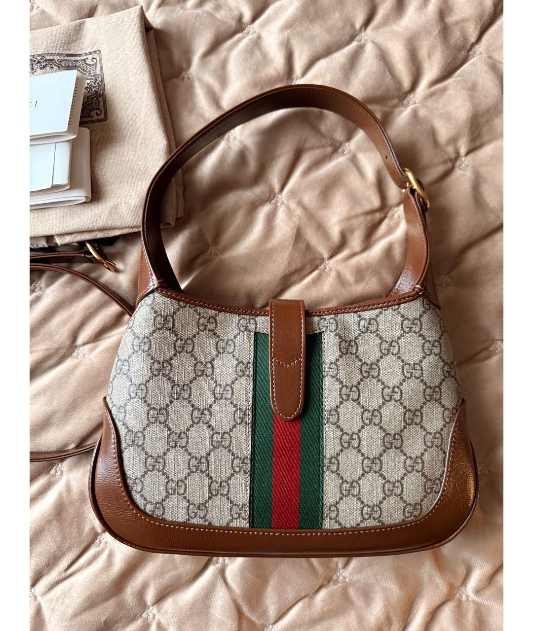 GUCCI Коричневая кожаная сумка с короткими ручками, фото 4