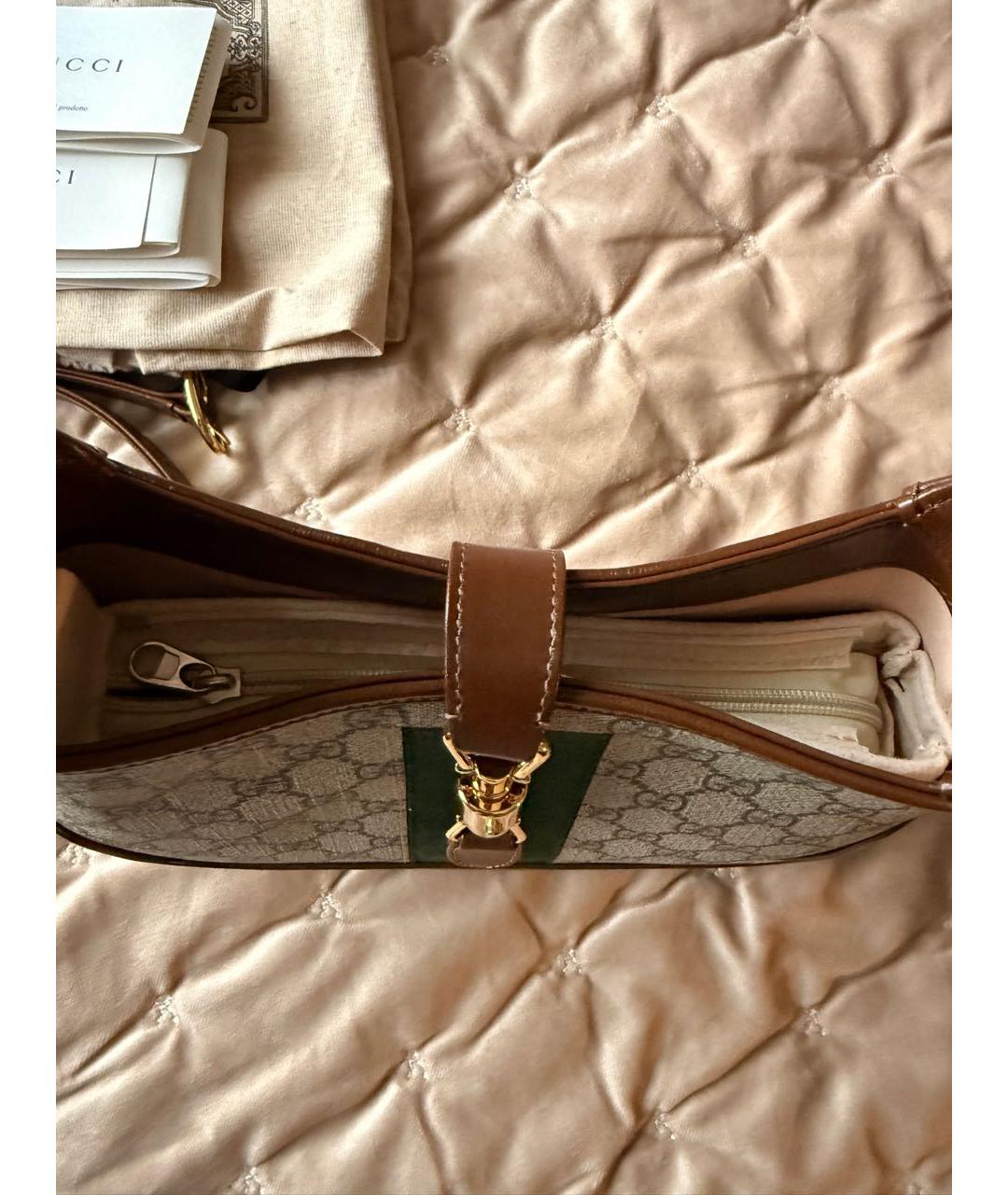 GUCCI Коричневая кожаная сумка с короткими ручками, фото 5