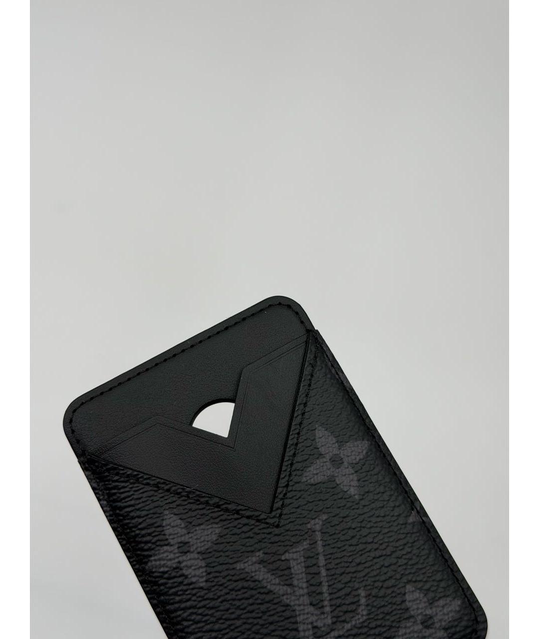 LOUIS VUITTON Черный кожаный кардхолдер, фото 3