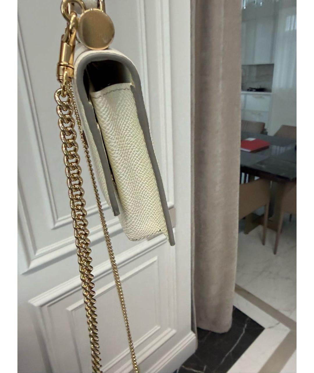 DOLCE&GABBANA Белая кожаная сумка с короткими ручками, фото 3