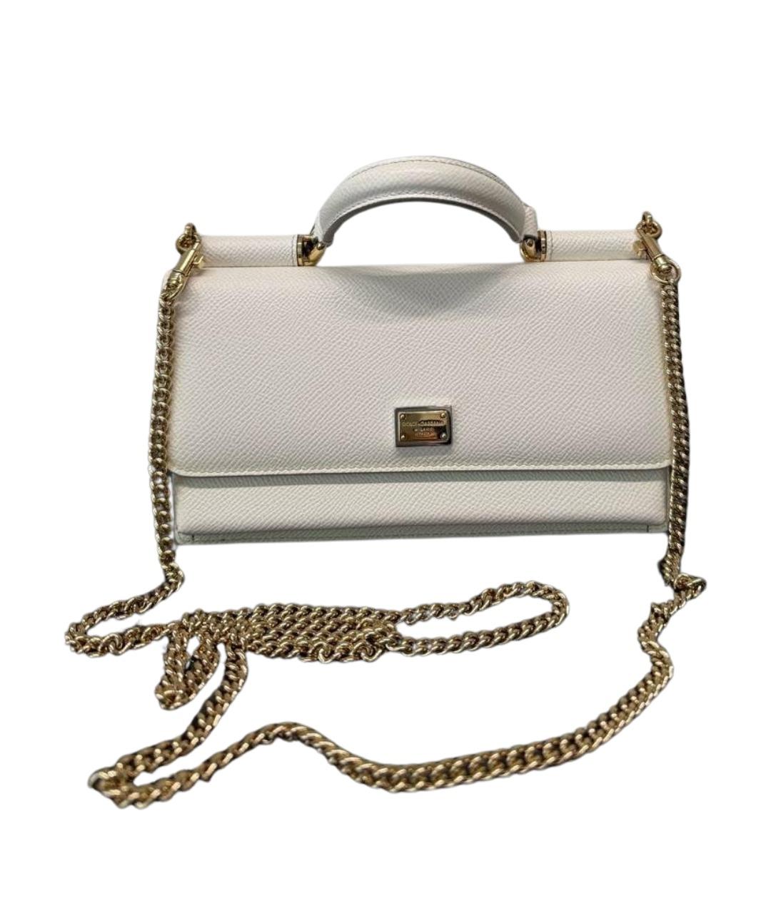 DOLCE&GABBANA Белая кожаная сумка с короткими ручками, фото 1