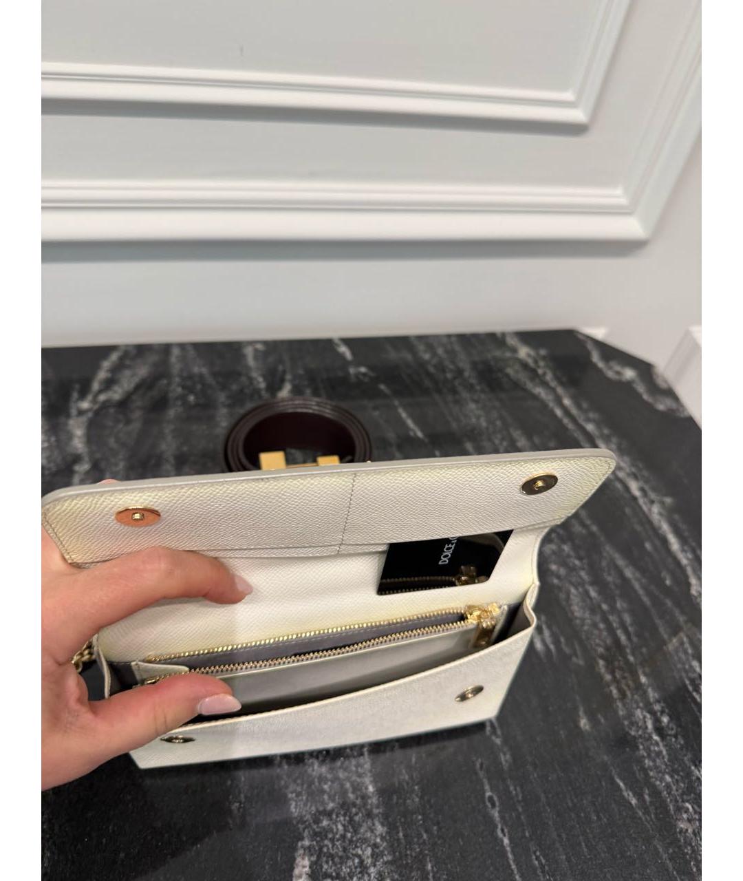 DOLCE&GABBANA Белая кожаная сумка с короткими ручками, фото 4