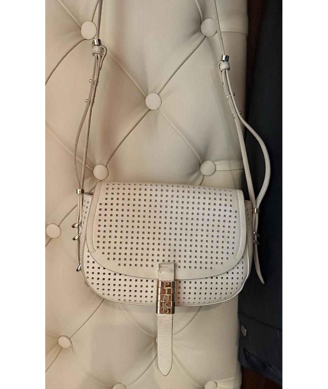 PINKO Бежевая кожаная сумка через плечо, фото 4