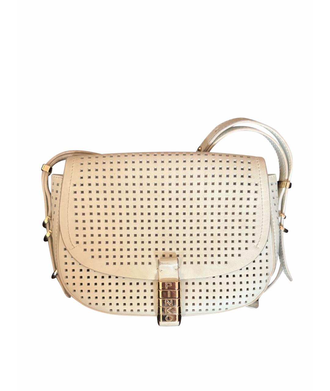 PINKO Бежевая кожаная сумка через плечо, фото 1