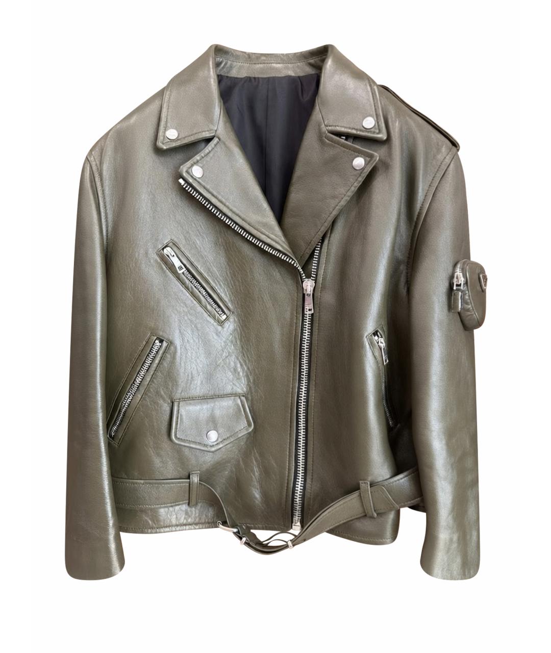 PRADA Хаки кожаная куртка, фото 8