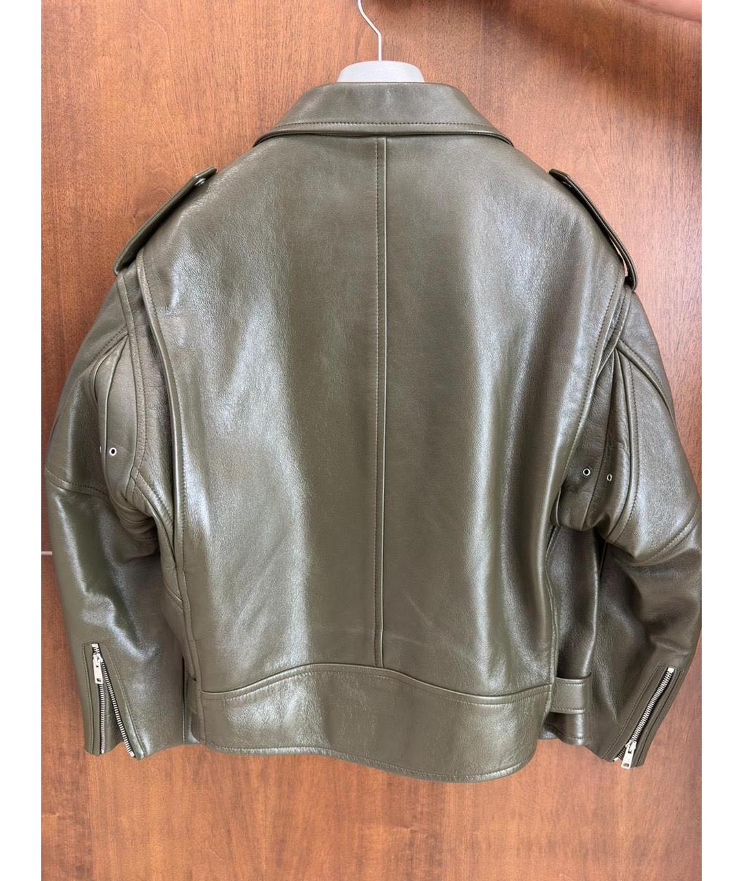 PRADA Хаки кожаная куртка, фото 3